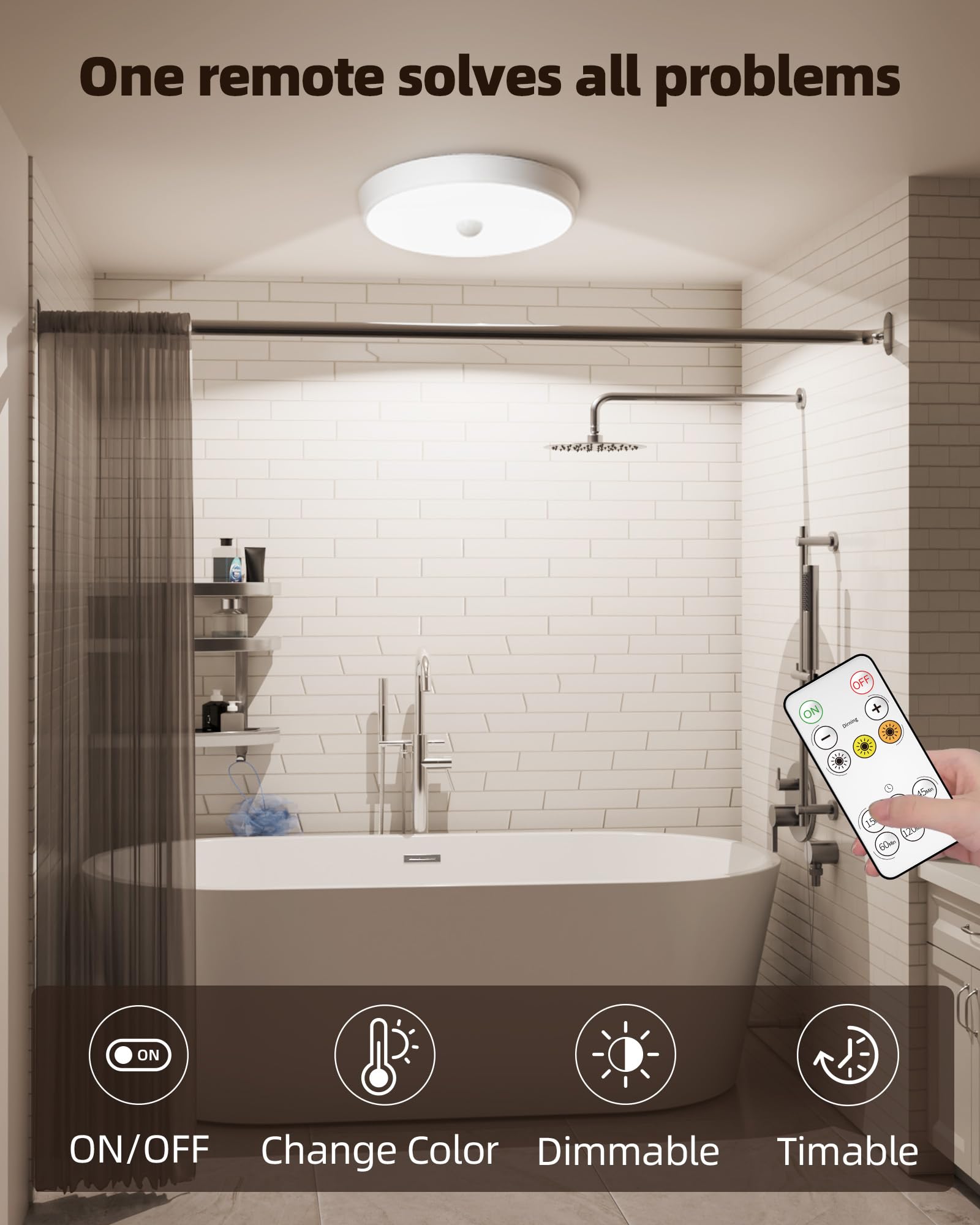 Ezvalo Rechargeable Ceiling Light Motion Sensored, 10000Mah Wireless Ceiling Light, 400Lm Battery Operated Ceiling Lights With R