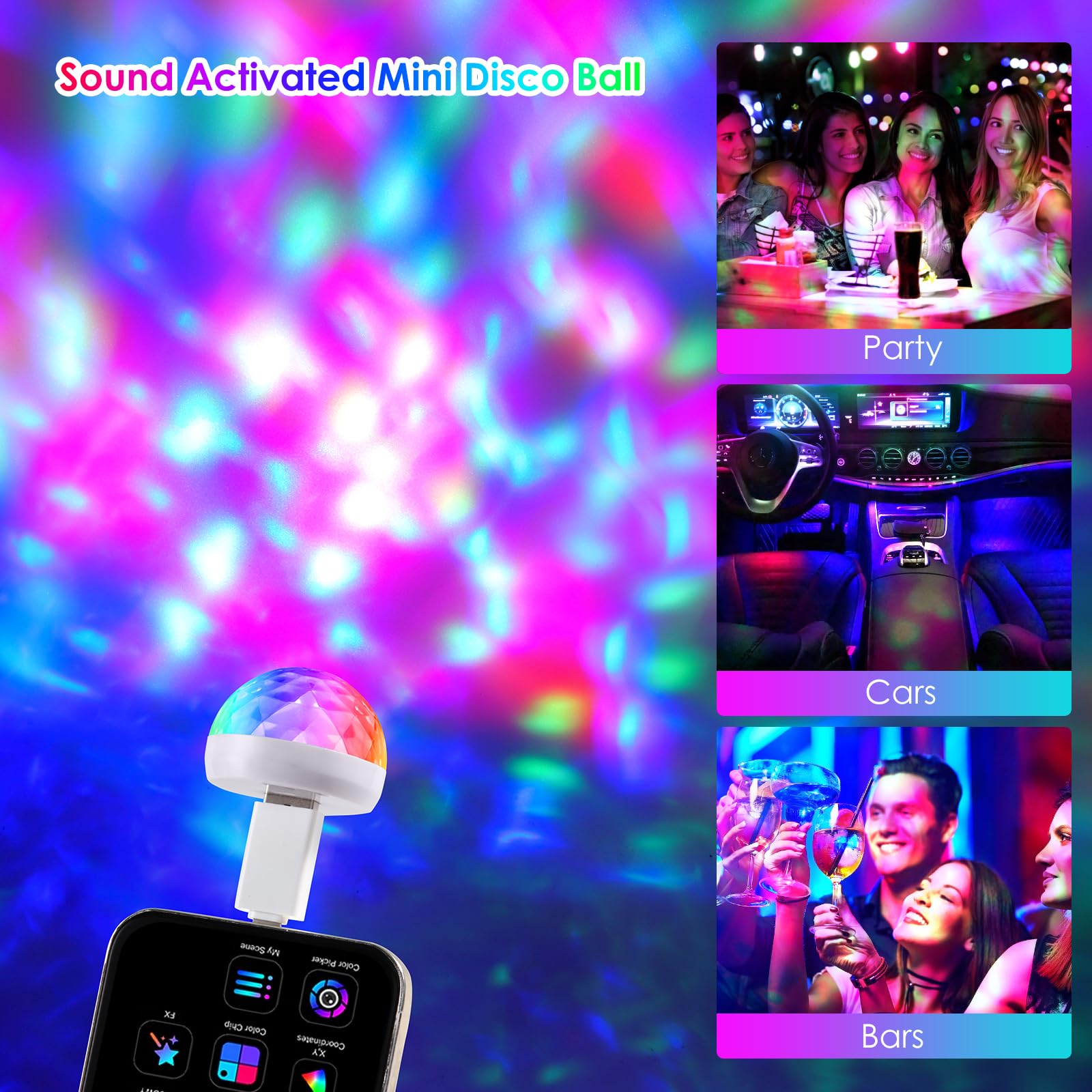 Usb Mini Disco Ball Light, Sound Activated Party Decoration, Stocking Stuffers For Kids - Create A Festive Atmosphere With This
