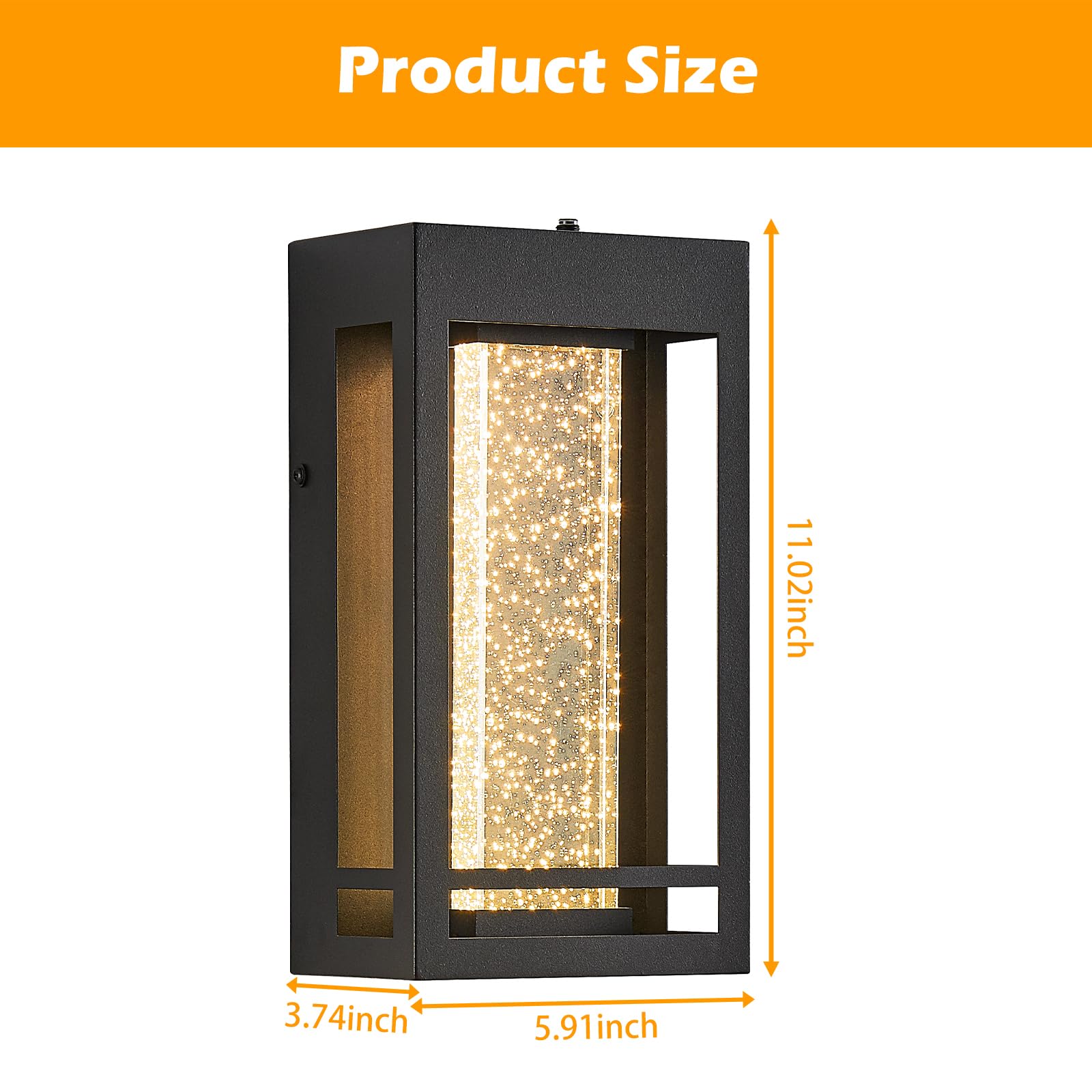 Myhaptim Dusk To Dawn Sensor Porch Lights, Crystal Bubble Exterior Lighting Fixtures, Modern Outdoor Wall Light, Outdoor Lightin