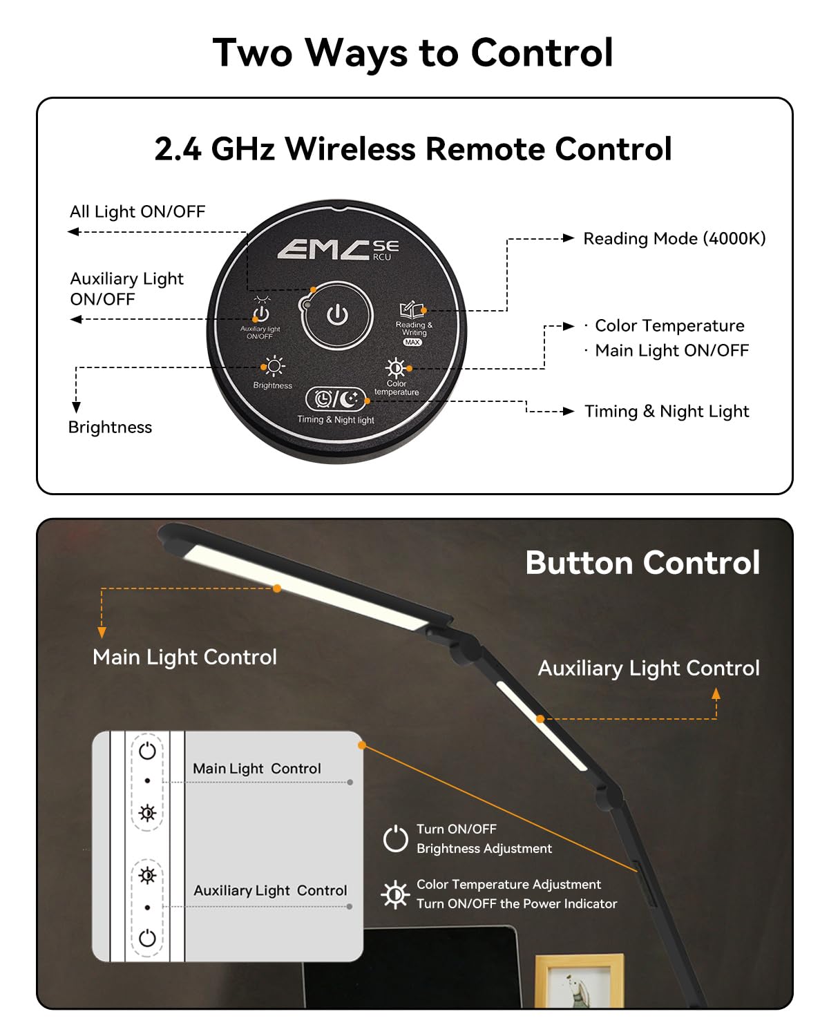 Led Desk Lamp With Clamp, Architect Desk Lamp With Dual Led Light, Flexible 3 Sections Swing Arm Desk Light, Stepless Dimming Re