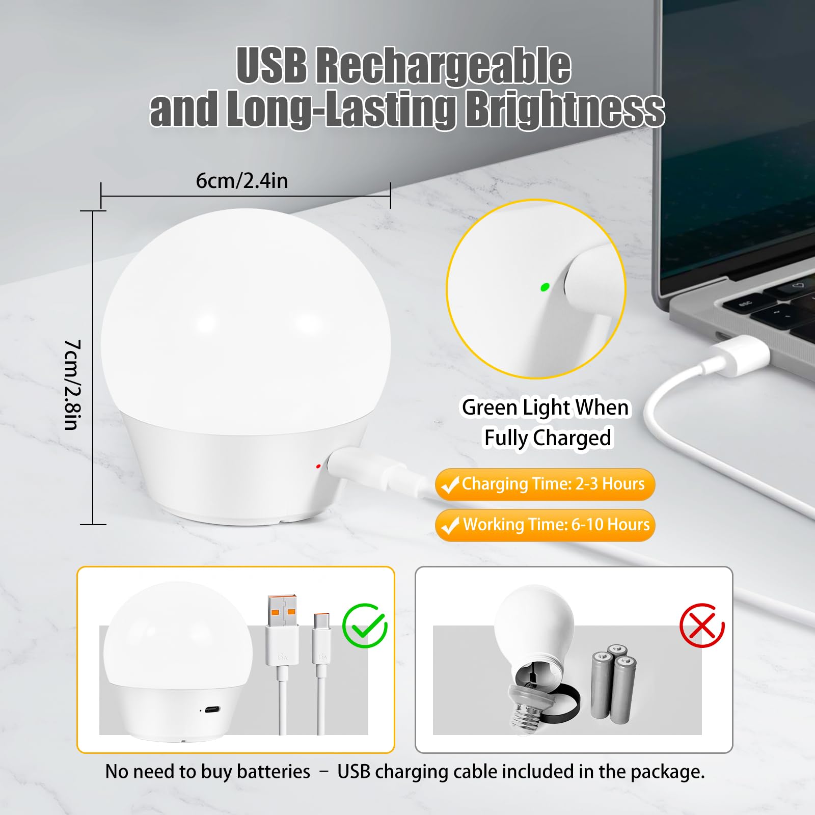 E26 Battery-Operated Rechargeable Light Bulbs With Remote And Timer For Lamps, Sconces, And Non-Hardwired Fixture, 3 Color Tempe