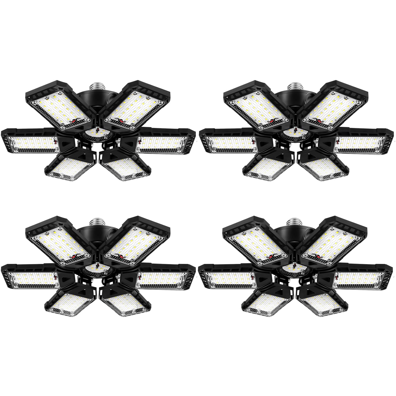 Aoretic Led Garage Lights 4 Pack -180W, 18000Lm 6500K Led Shop Light With 6+1 Deformable Panels, Basement Barn Light Garage Ceil