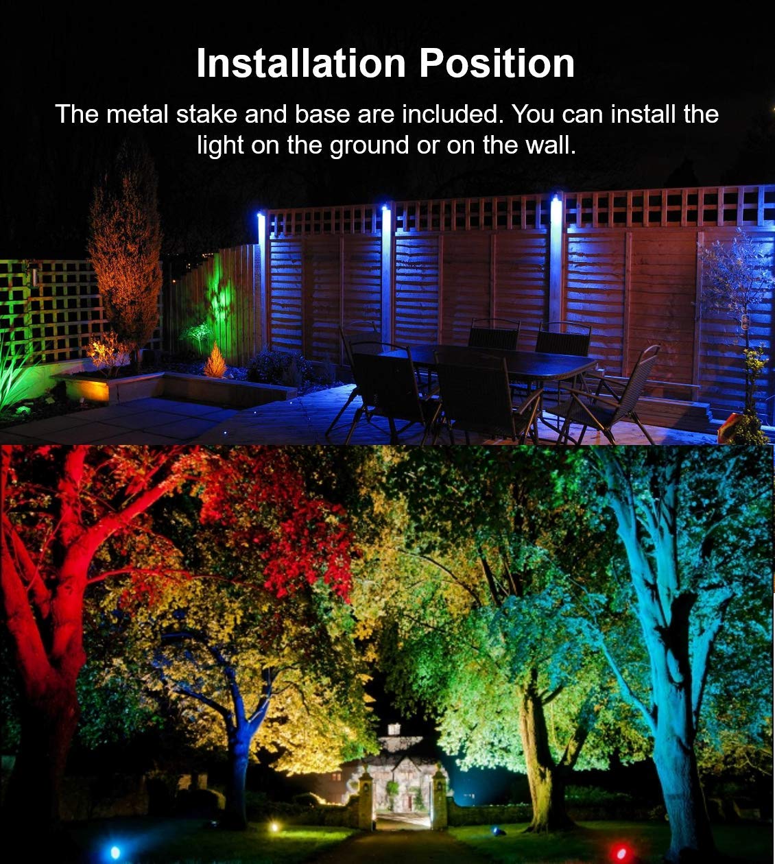 TOVEENEN 10W RGB LED Outdoor Landscape Spotlight, Waterproof Aluminum Light for Yard & Garden, Model BG10B, White