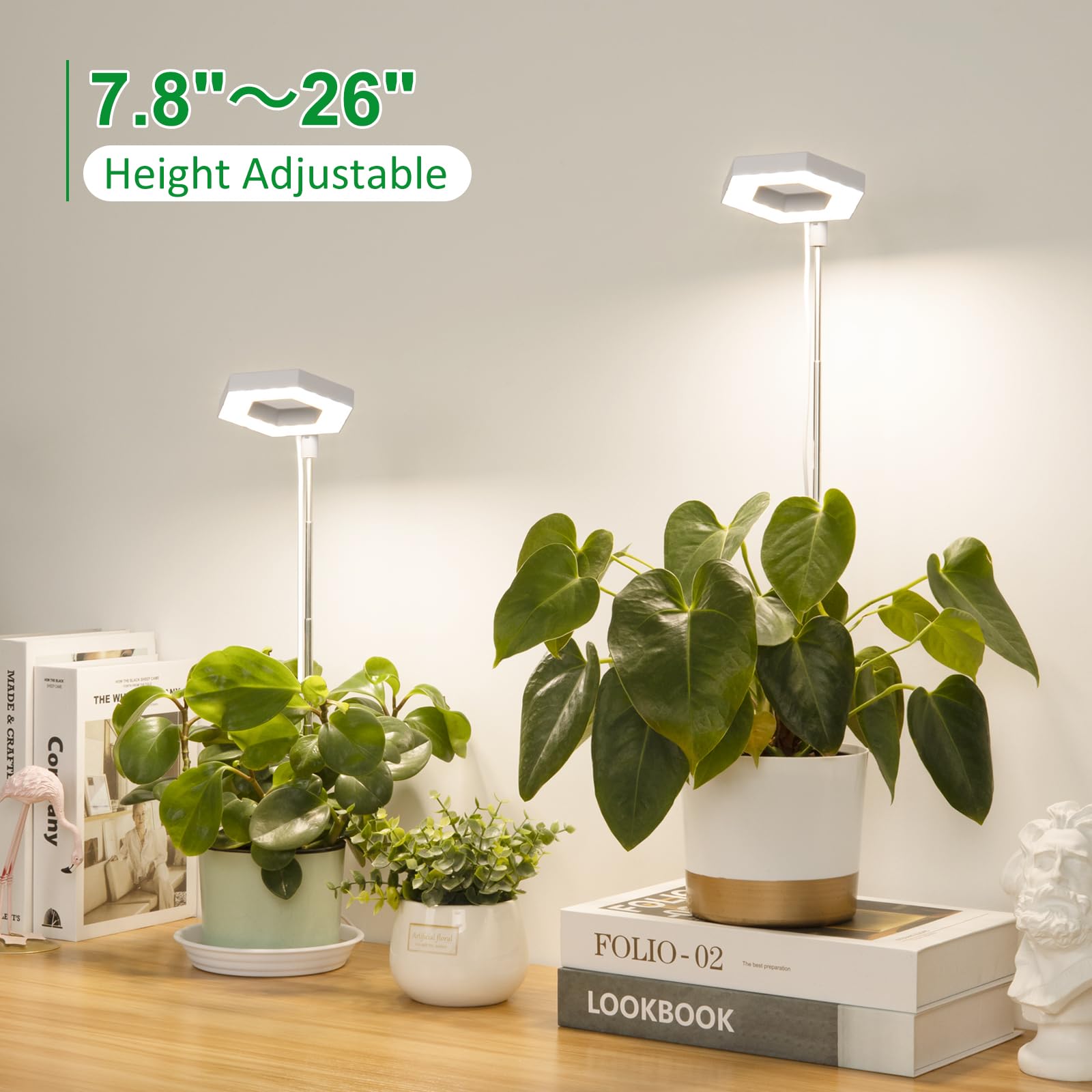 Foxgarden® Grow Light, Full Spectrum Led Plant Light For Indoor Plants, Growing Lamp With Auto On/Off Timer 4/8/12H, 4 Dimmable Brightness, Height Adjustable, Ideal For Small Plants, 2 Packs