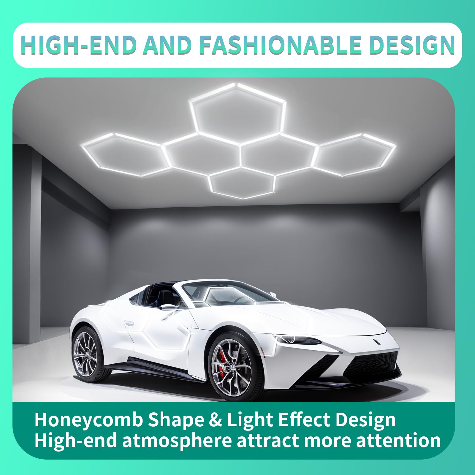 Faishilan Hexagon Lights: High Brightness 220W, 25,960 Lm, 6500K Hexagon Garage Lights, Hexagon Led Lights 6 Grid For Garage, Sh