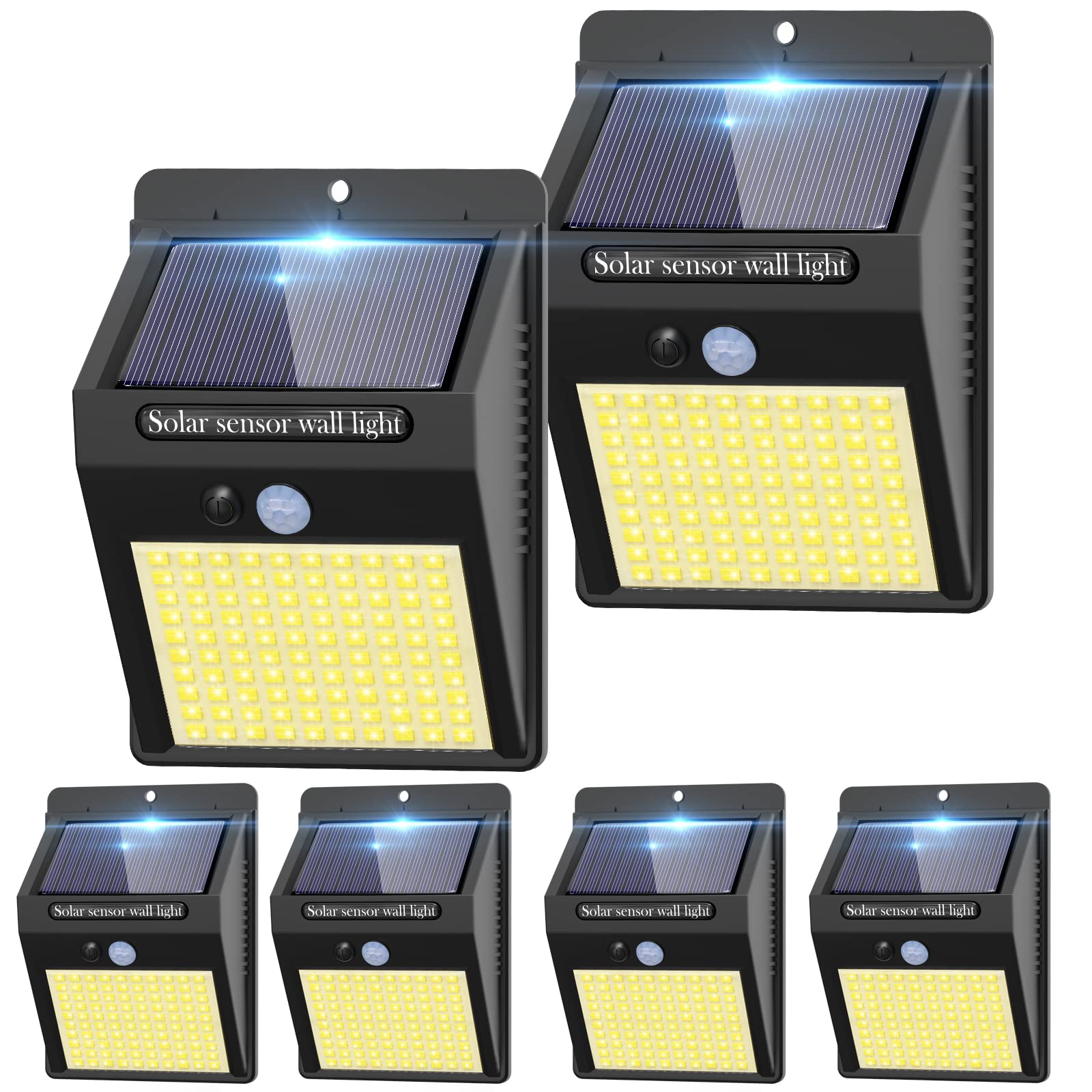 kolpop 6 Pack Solar Motion Lights Outdoor, 3 Modes/100LED Security Wireless IP65 Waterproof Wall Outdoor for Front Door, Backyar