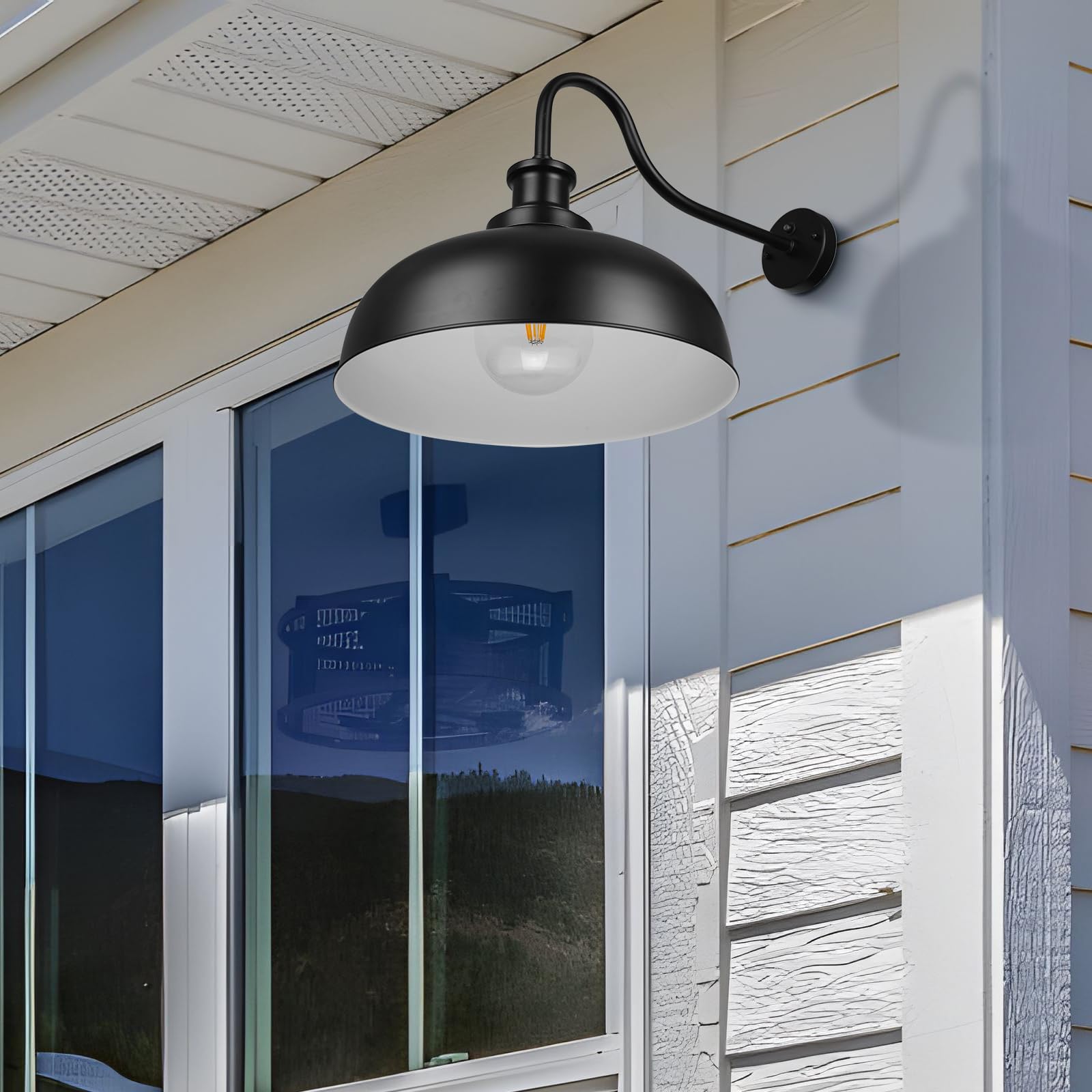 Diyel Outdoor Barn Lights 14 Inch Dome Outdoor Wall Sconce Farmhouse Exterior Wall Mount Light Vintage Wall Lighting Fixture Industrial Black Wall Lantern For Porch  Entryway  Garage  2 Pack
