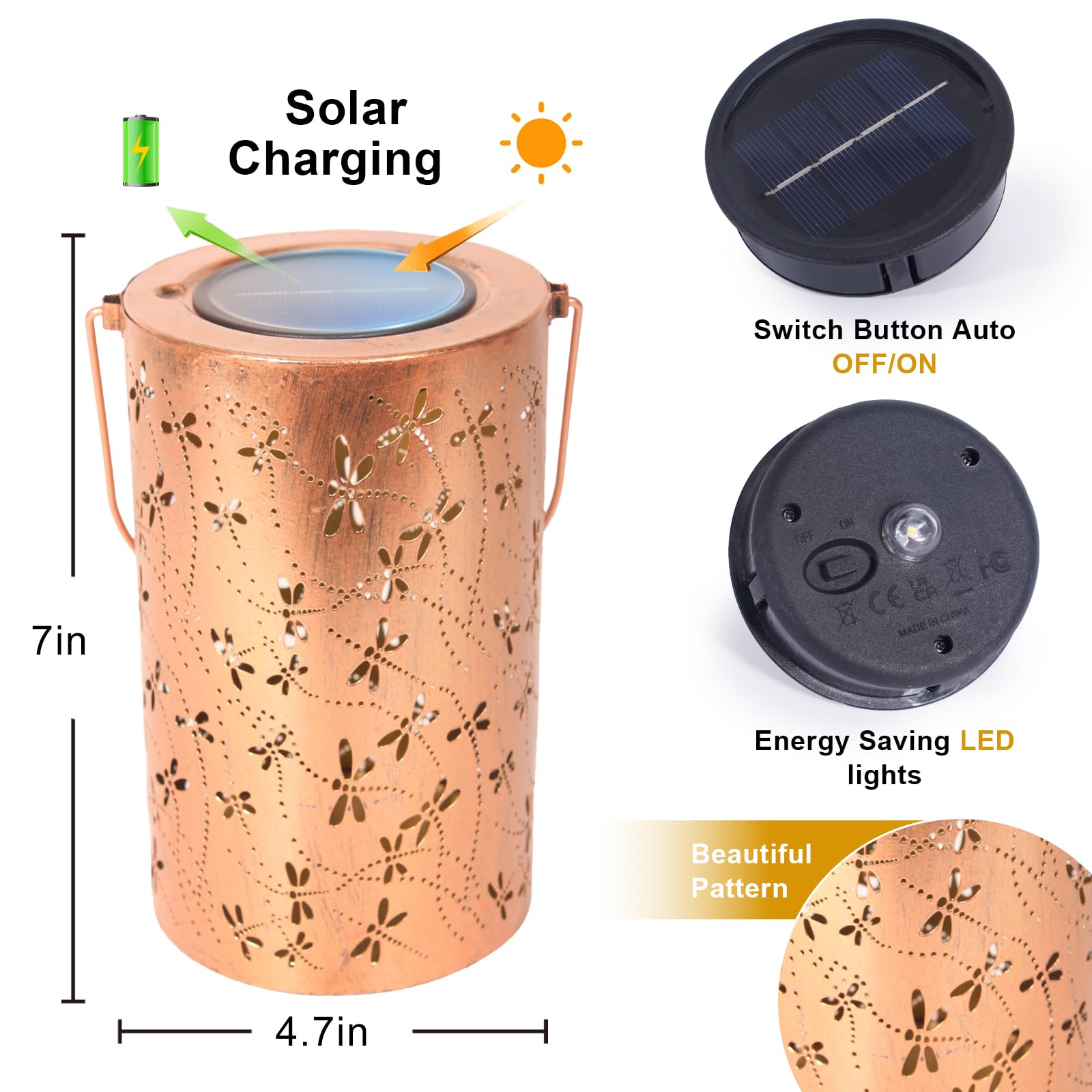 Gpp Dragonfly Gift Solar Lanterns Outdoor Waterproof Solar Lights Metal Outdoor Decor For Yard Patio Backyard Porch Christmas Bi