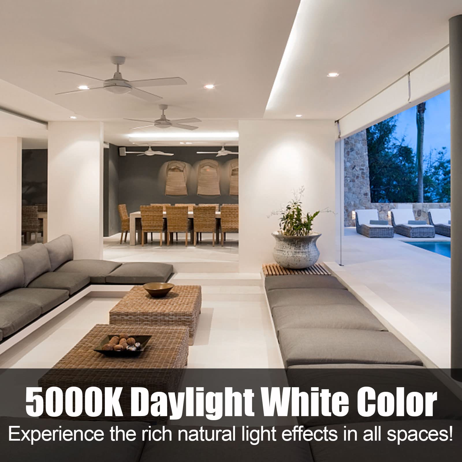 HNRLOY Wall Washer Light 72W LED 47.2inch Polycarbonate 5000K Daylight White for Garden and Courtyards - 2 Pack