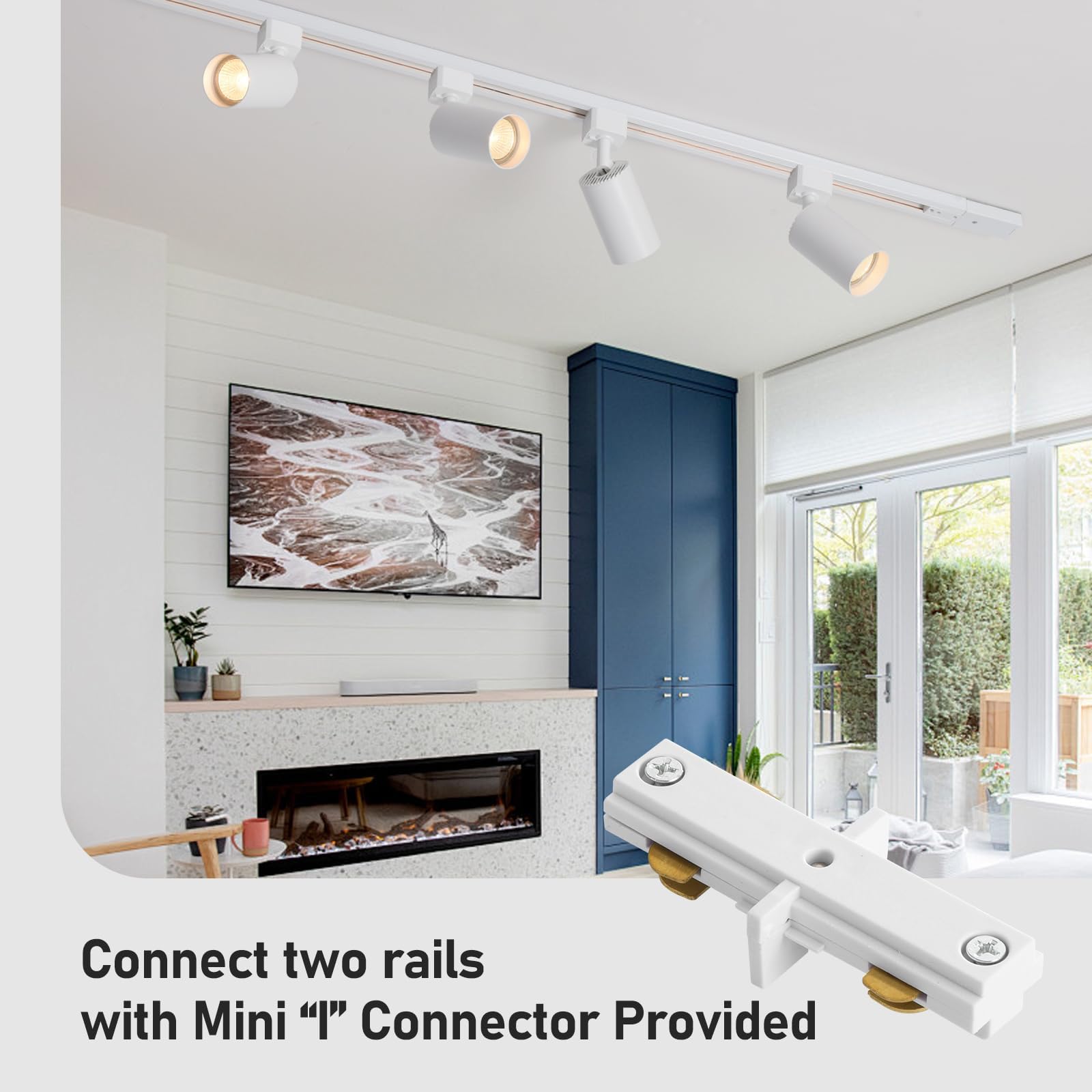 Hiiglxii 6 Lights GU10 LED Track Lighting Kit, 6.6FT H Track, White Metal Fixtures for Modern Kitchen, Ceiling Spot Light