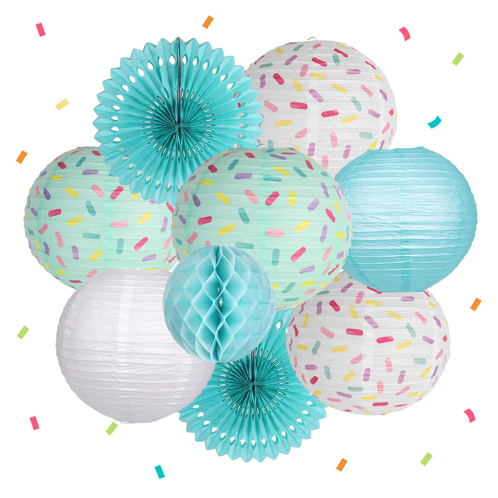Yunxuan Donut Birthday Party Decorations, Donut Party Supplies Paper Lanterns Fan Honeycomb Ball Hanging Paper Lanterns For Baby