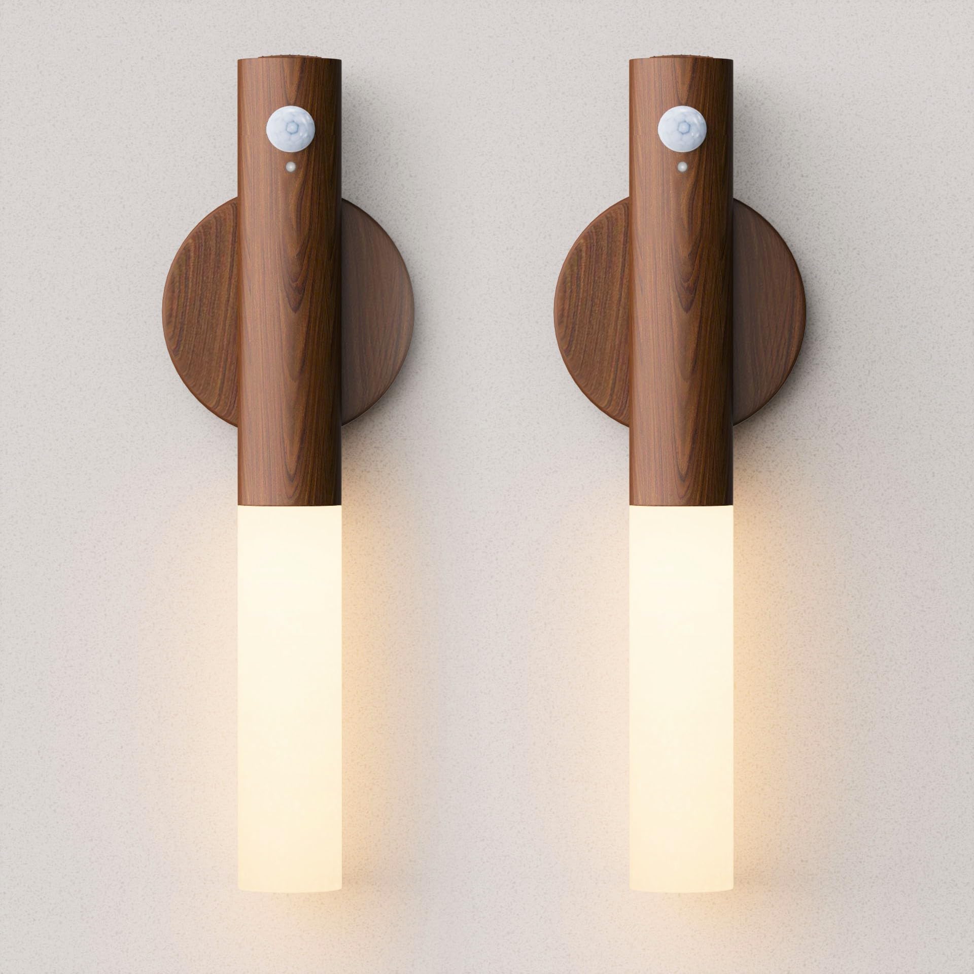 WhitePoplar Rechargeable Motion Sensor Night Lights: 2200mAh Battery Operated Wall Sconces, Wireless Wall Lights Sconce, Magneti