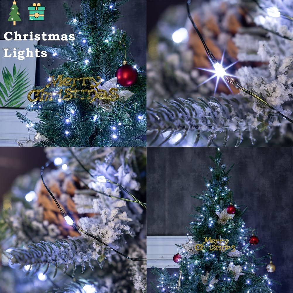 Zeluxdot Fairy Lights Plug In,660Ft 2000 Leds Waterproof String Lights,Green Copper Wire,Led Lights Stirp With Remote 8Modes For Indoor Outdoor Christmas Wedding Birthday Patio Garden Decor,Cool White