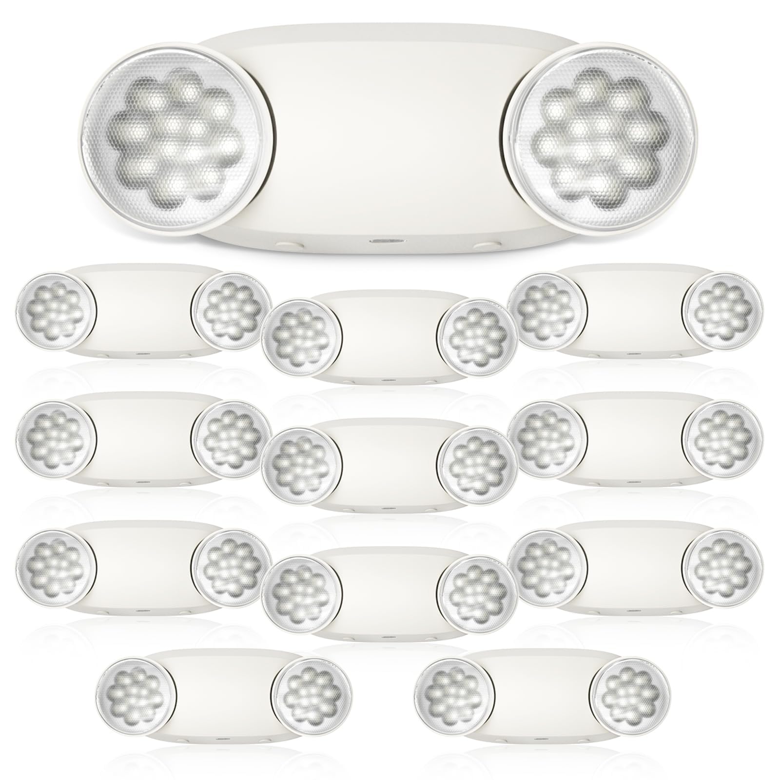 FREELICHT 12 Pack Emergency Lights for Business, with Battery Backup, Two Head Adjustable LED Emergency Lighting, UL 924 Certifi