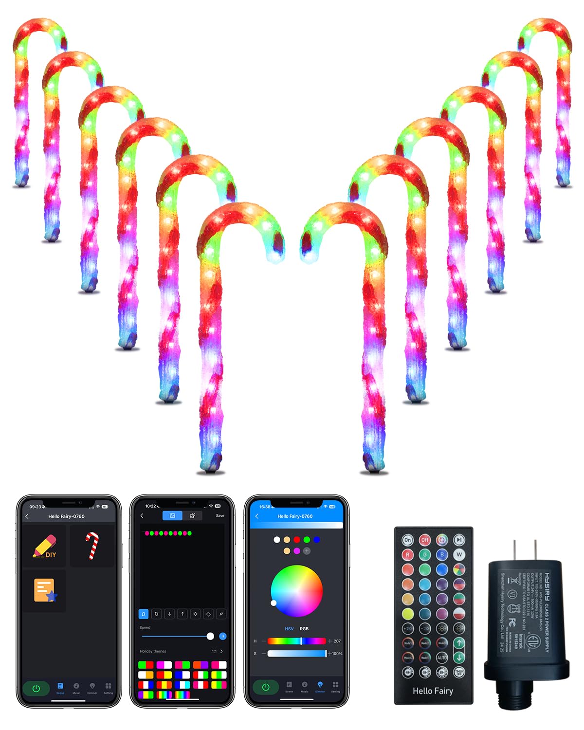 6 Pack Smart Candy Cane Pathway Lights With App Remote Control Music Sync Color Changing Candy Cane Lights Plug In Dimmable Mult