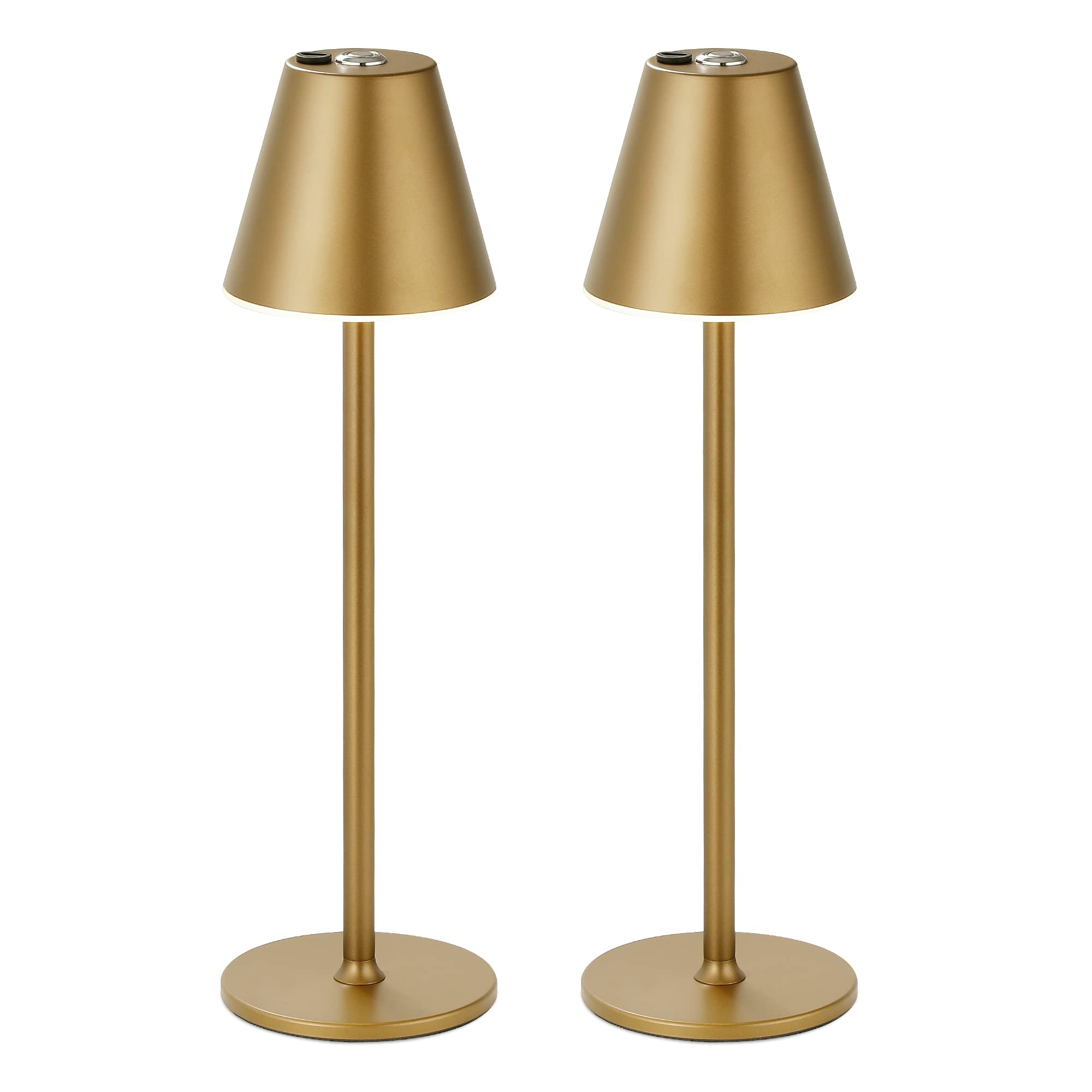 Timjorman LED Cordless Table Lamp, 4000mAh Rechargeable, 3-Level Brightness, Metal, Bronze 2PACK