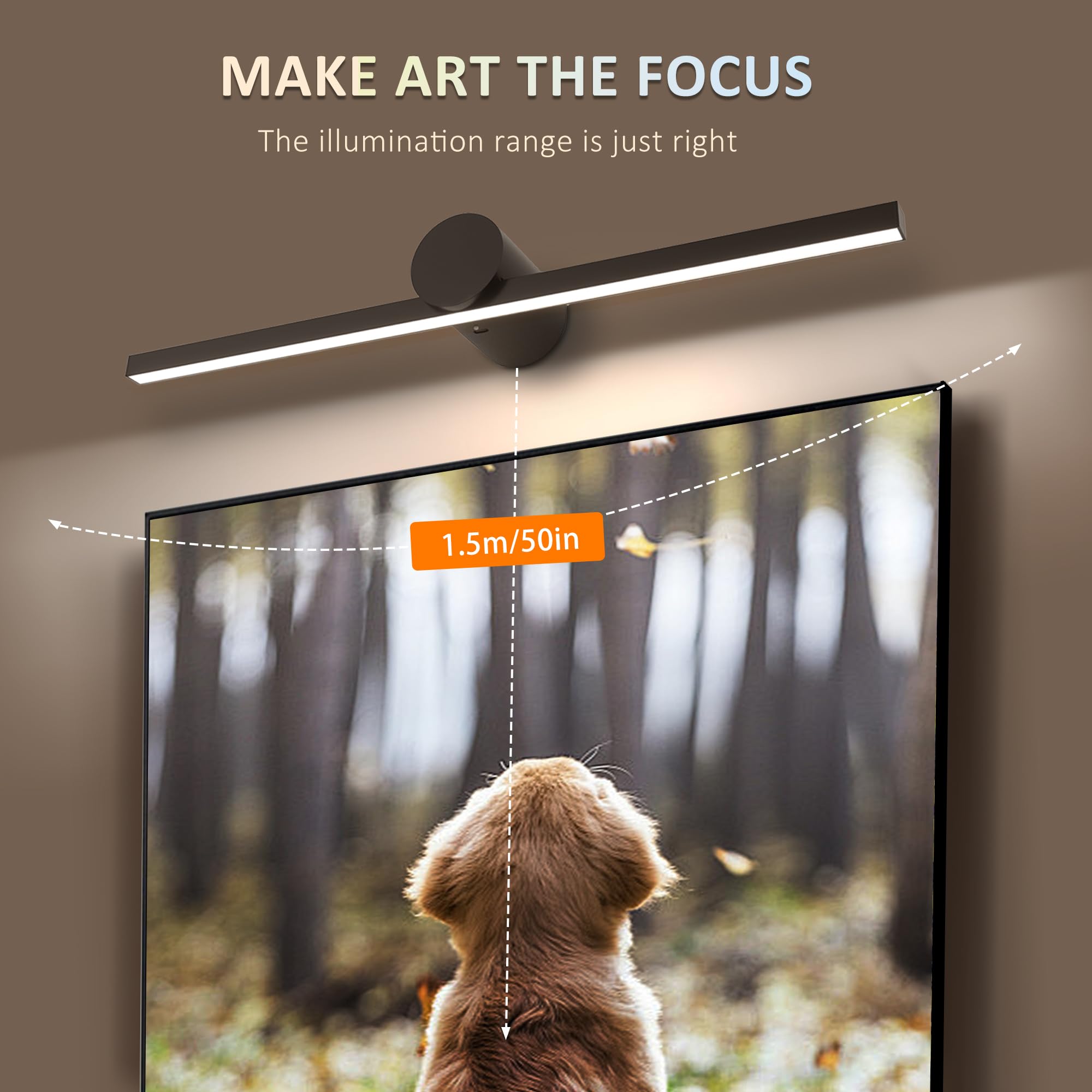ZitoStory Battery Operated Picture Light, Wireless Dimmable Art Light, 20 Inch, Black, Model 7119