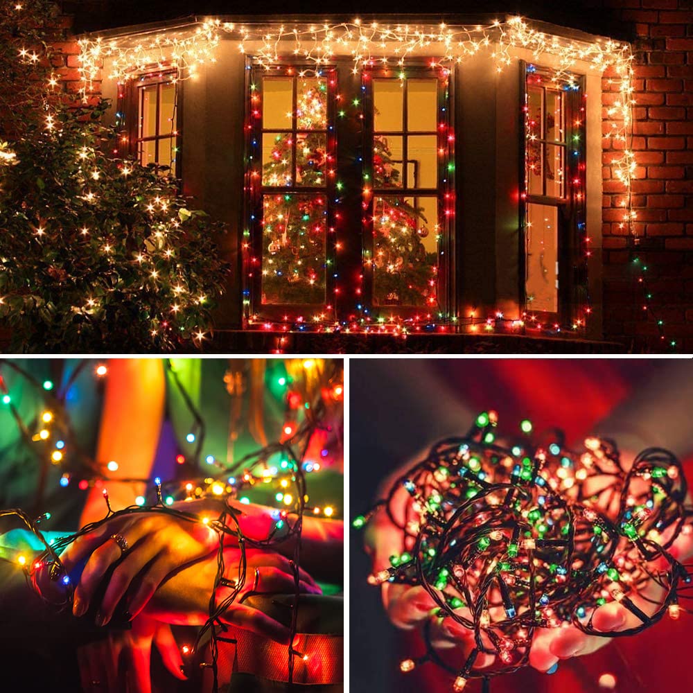 Quntis Battery Operated Christmas Lights - 132Ft 300Leds Waterproof Battery String Lights Outdoor Indoor 8 Modes Led Christmas T