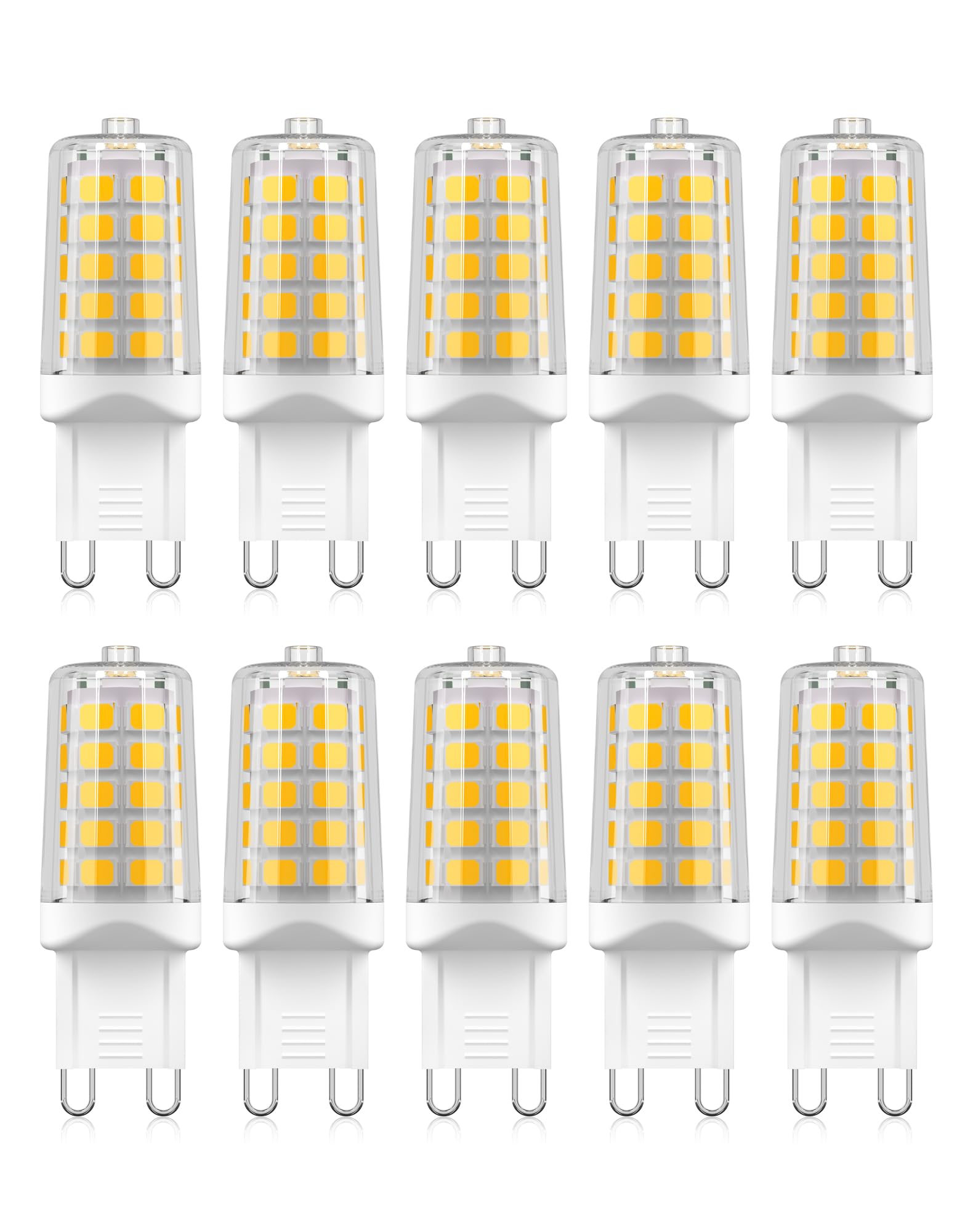 GOHDLAMP G9 LED Bulbs 10 Pack, 4W Non-Dimmable, 4000K Neutral White, 450 Lumen, Bi-Pin Base, Ceramic and Plastic