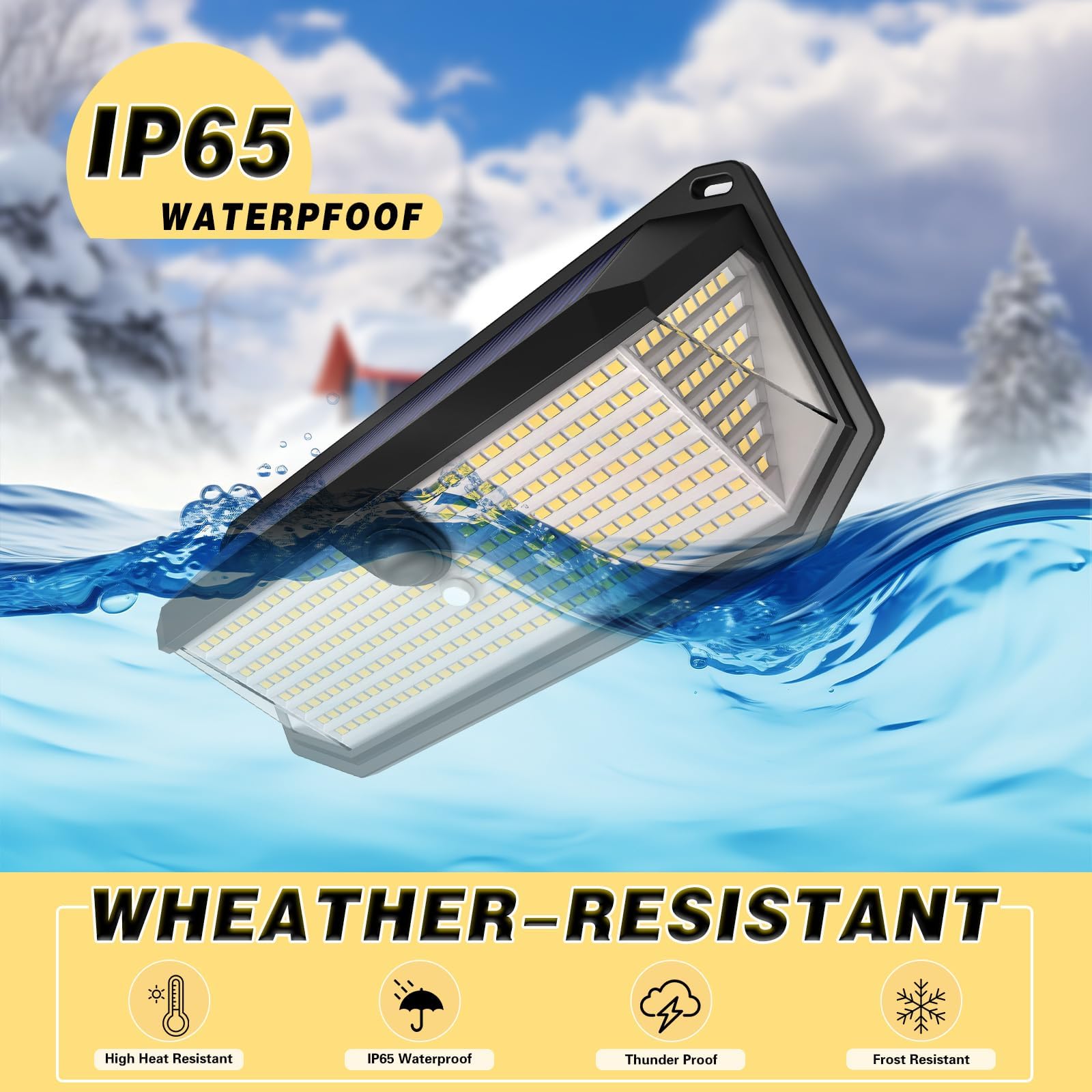 Syouhome Solar Lights Outdoor, 4000Lm 380 Leds Solar Motion Lights Outdoor Waterproof, 3 Modes 270 Wide Angle Solar Security Lig