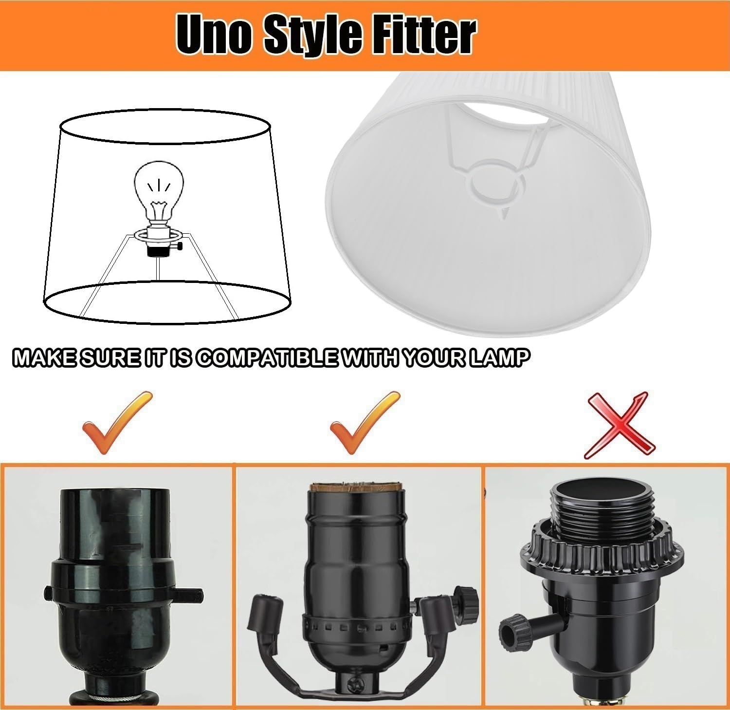 Uno Lamp Shade,Drum Pleated Lamp Shade 5'' Top X 9'' Bottom X 7'' Slant Height,Barrel Small Replacement Lampshade (Slip Uno Fitt