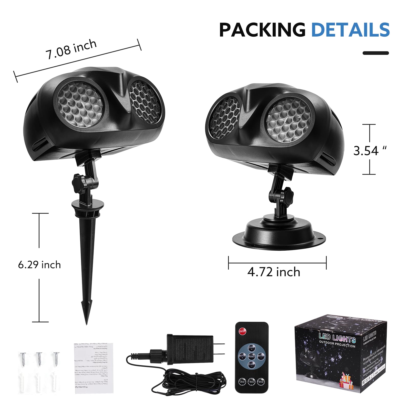 Christmas Snowflake Projector Lights, Ip65 Waterproof Outdoor Snowfall Lights With Remote & Timer, Dynamic Rotating Snow Effects