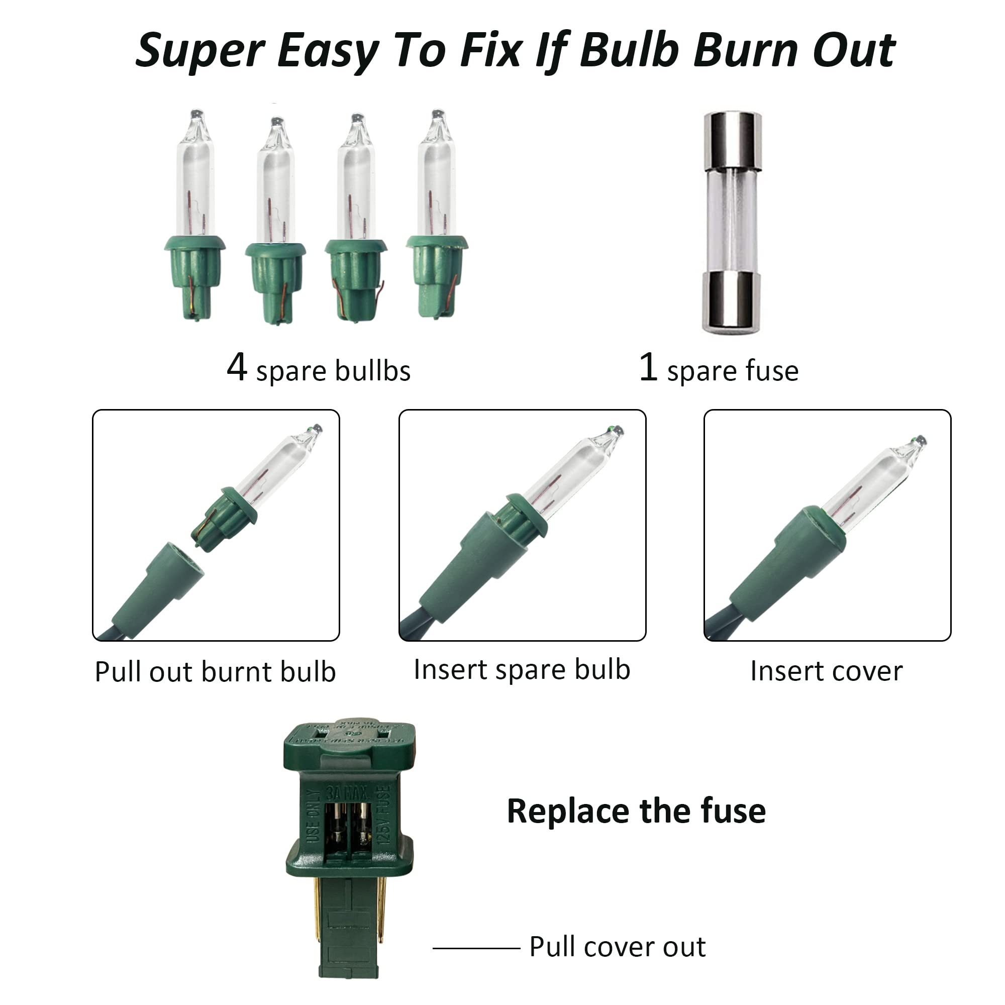 FUNPENY Christmas Lights, 33FT 150 Mini Clear Lights, Warm White, Green Wire, Model ZF-150-3/SB for Indoor Outdoor Decorations