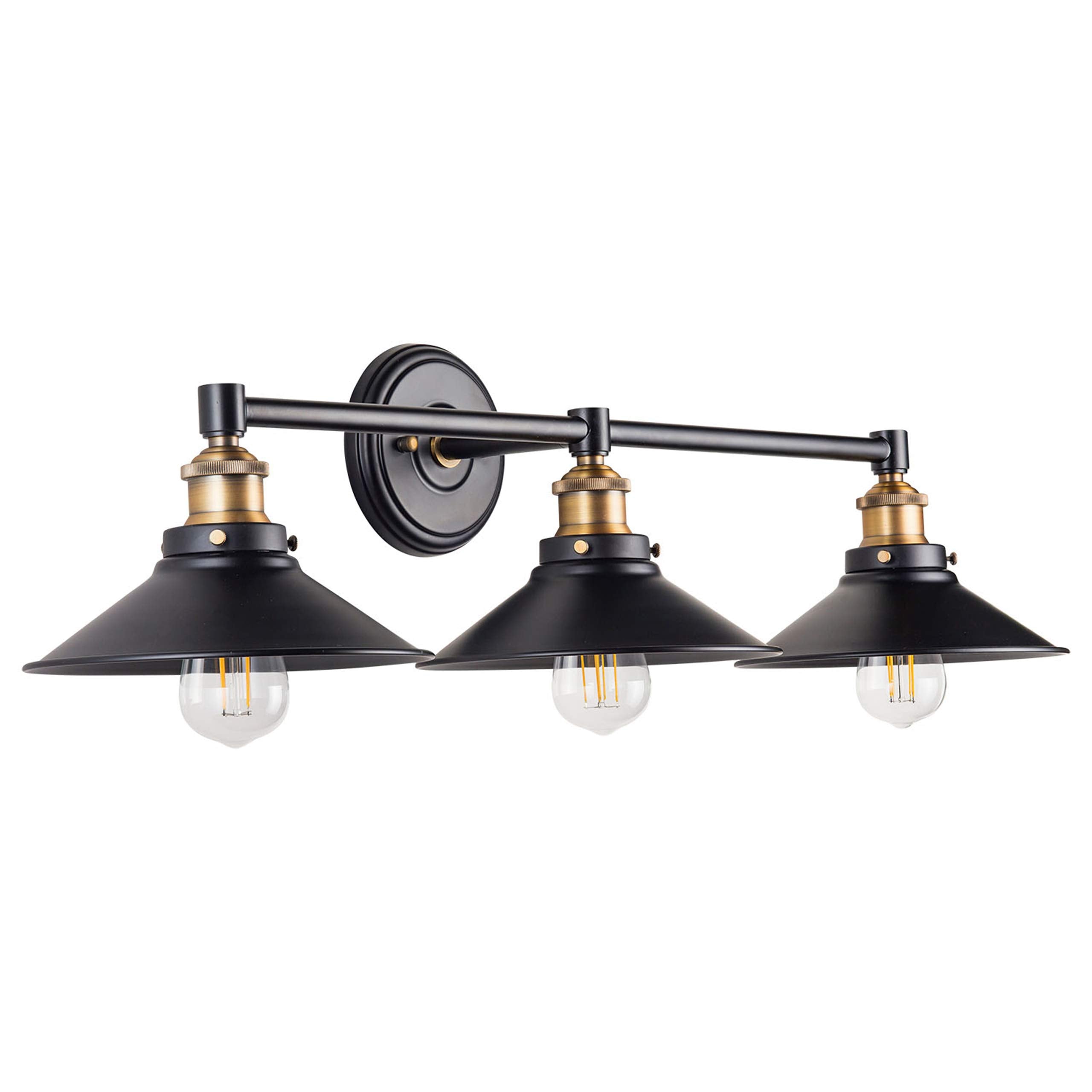 Linea Di Liara Andante 3 Light Bathroom Vanity Light Industrial Gold And Matte Black Bathroom Light Fixtures Above Mirror Bathro