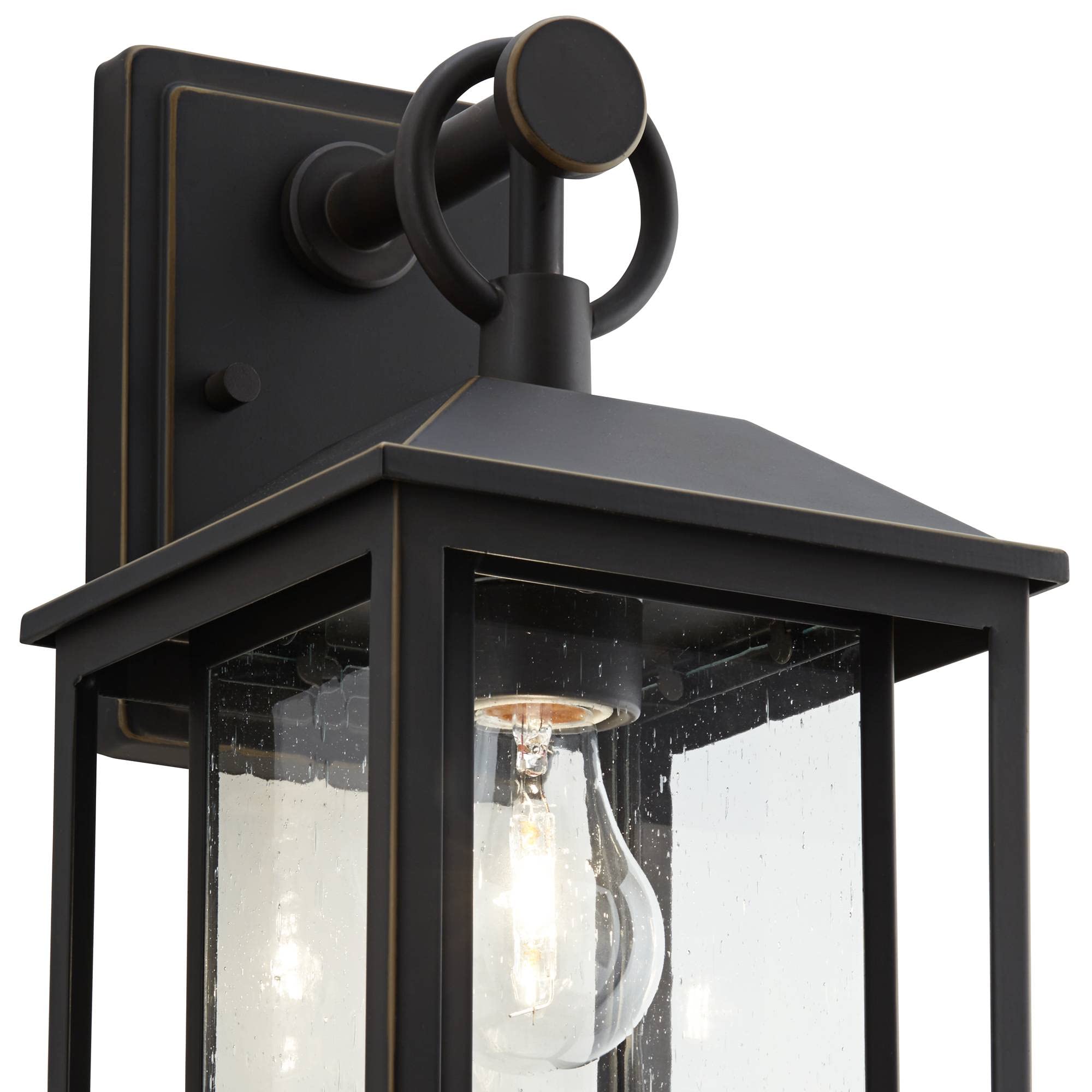 John Timberland Outdoor Wall Light Fixture, 15.25 Brown Bronze Metal With Textured Clear Glass For Porch, Patio, Deck, And Garden