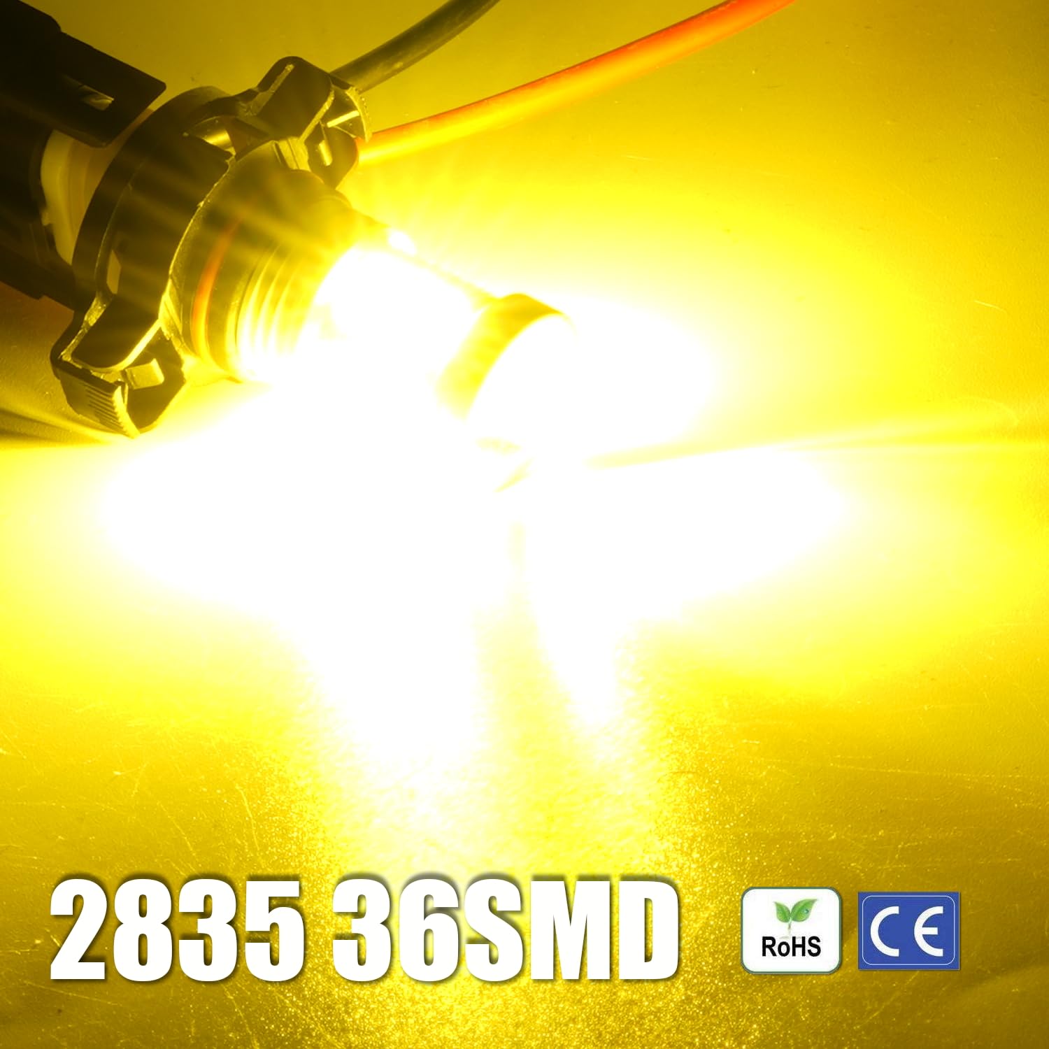 KISLED LED Fog Light Bulbs 3000lm PSX24W 2504 High Power 2835 Chips Gold Yellow