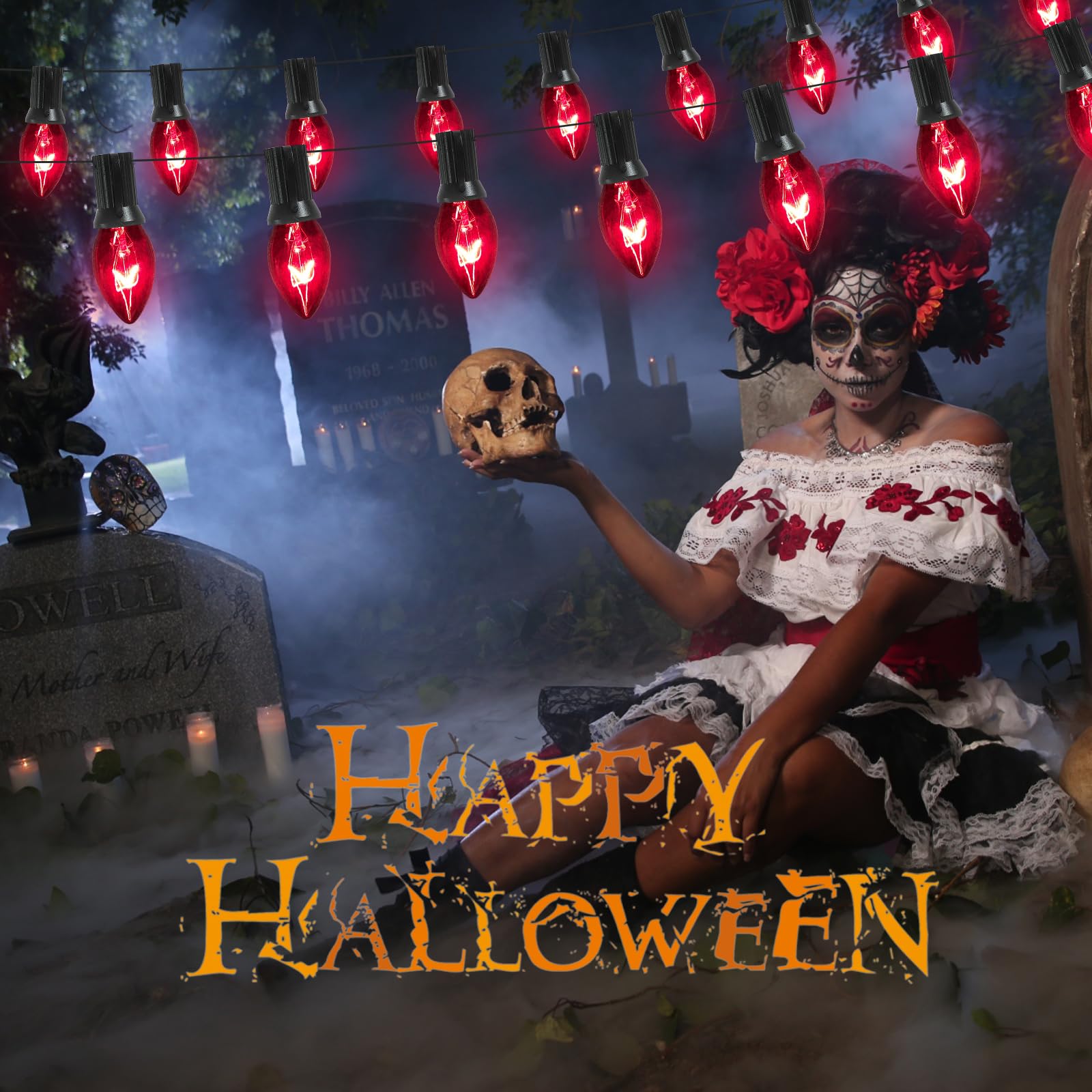 Oviejo 25 Pack C7 Halloween Black Replacement Bulbs, 5W Dark Purple Light Bulbs Perfect For Indoor/Outdoor Halloween, Christmas And Party String Lights C7/E12 Candelabra Base