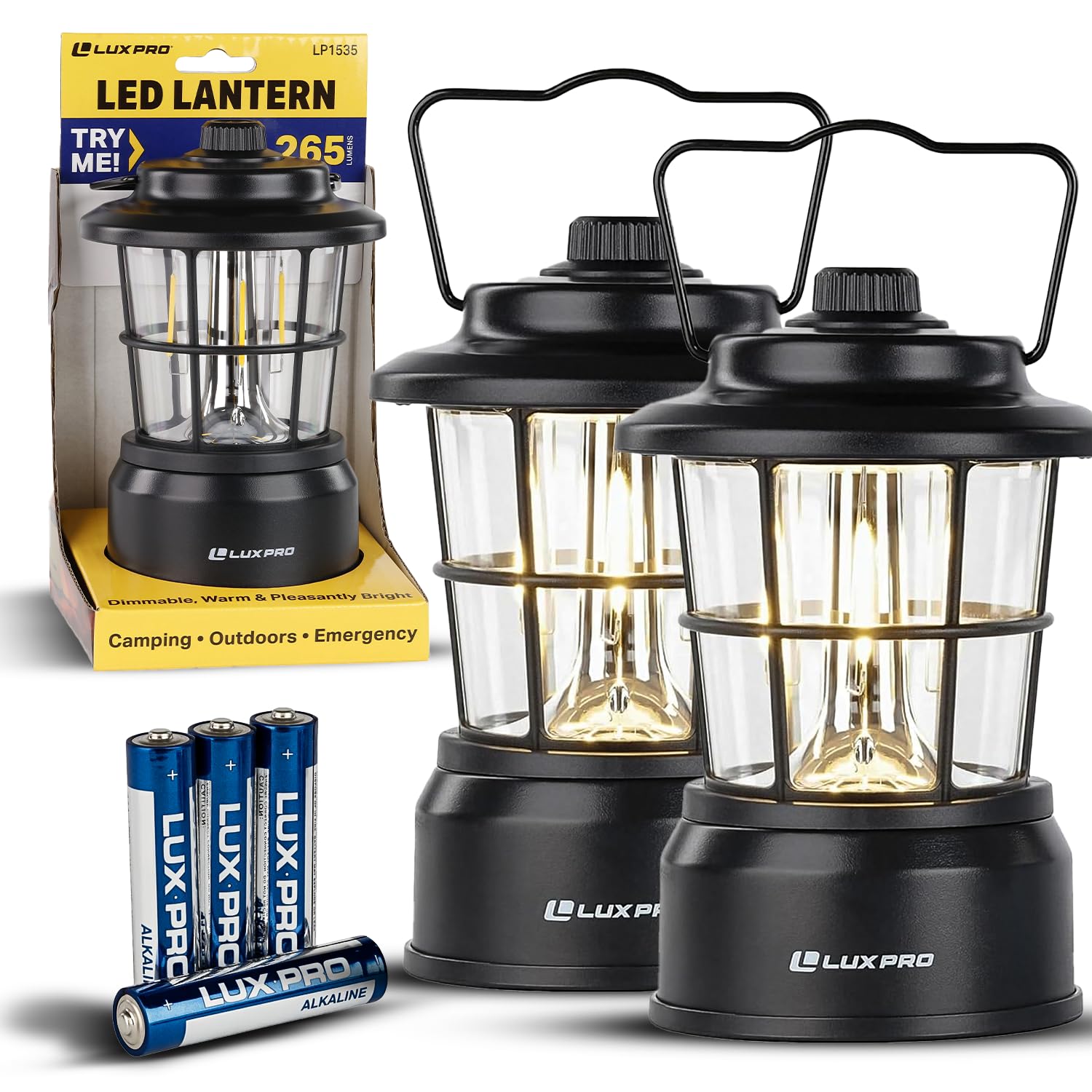 LUXPRO Retro LED Lantern - Battery-Powered Emergency Lantern - Water Resistant - Bright LED Lamp for Indoor & Outdoor Use - Use 