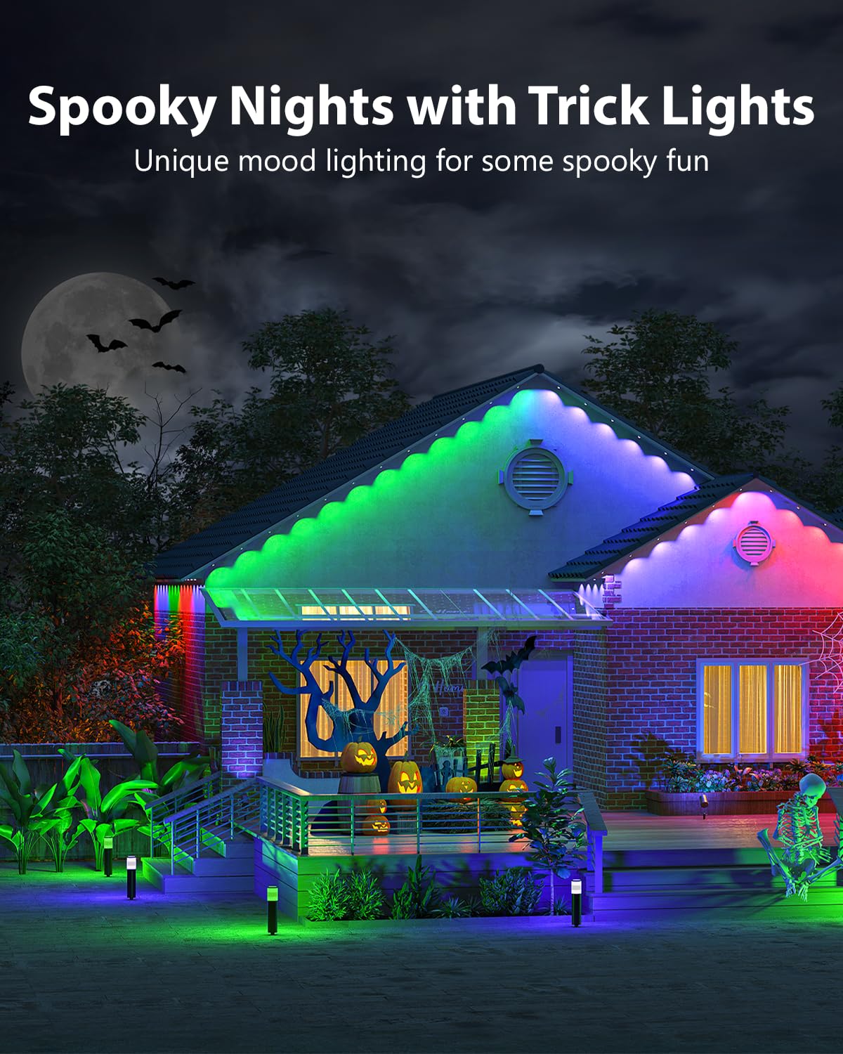 Lumary Outdoor Permanent Lights Pro - 40 LED, 53ft, IP67 Waterproof, White, Works with Alexa & Google, Model L-PO40D1