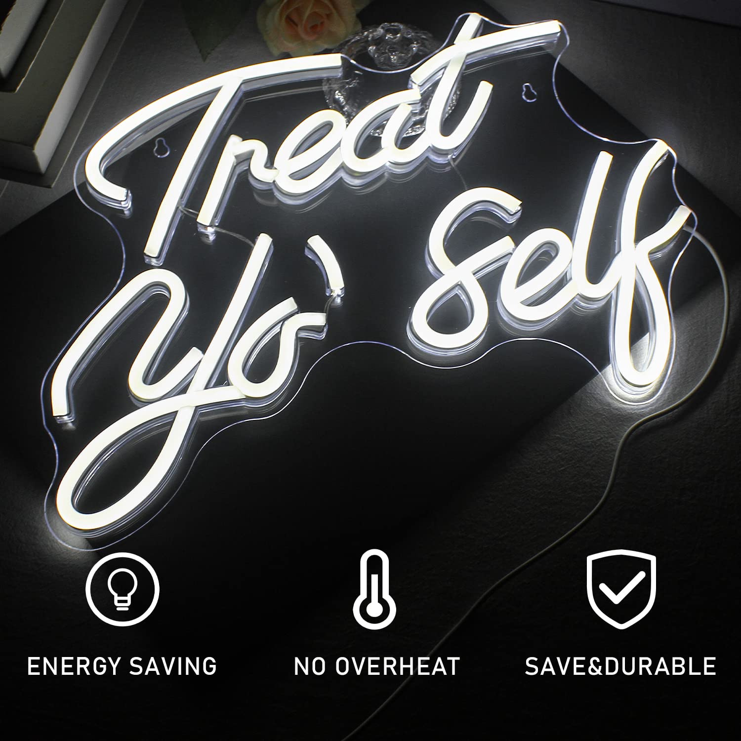 FAXFSIGN Neon Sign - USB LED Word Light for Bedroom, 15.75inx11.81in, Colorful White Acrylic, Model: Neon