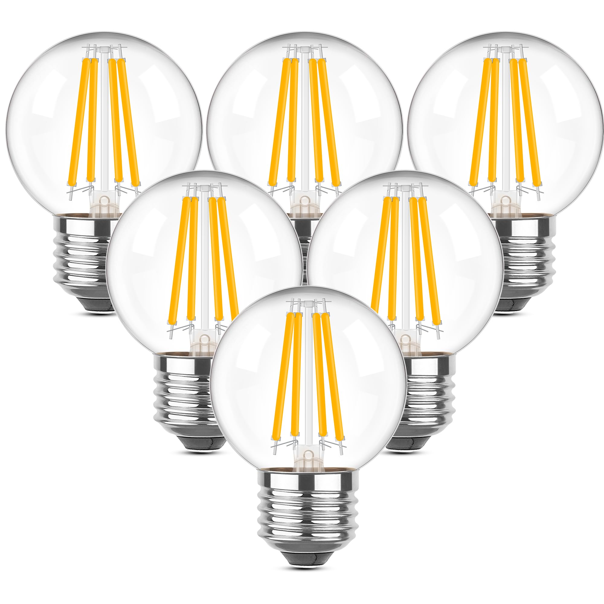 Grensk Dimmable E26 4 Watt Led Light Bulbs, G16.5 Small Globe Light Bulb, Equivalent 40 Watt,2700K Warm White Filament Vintage L