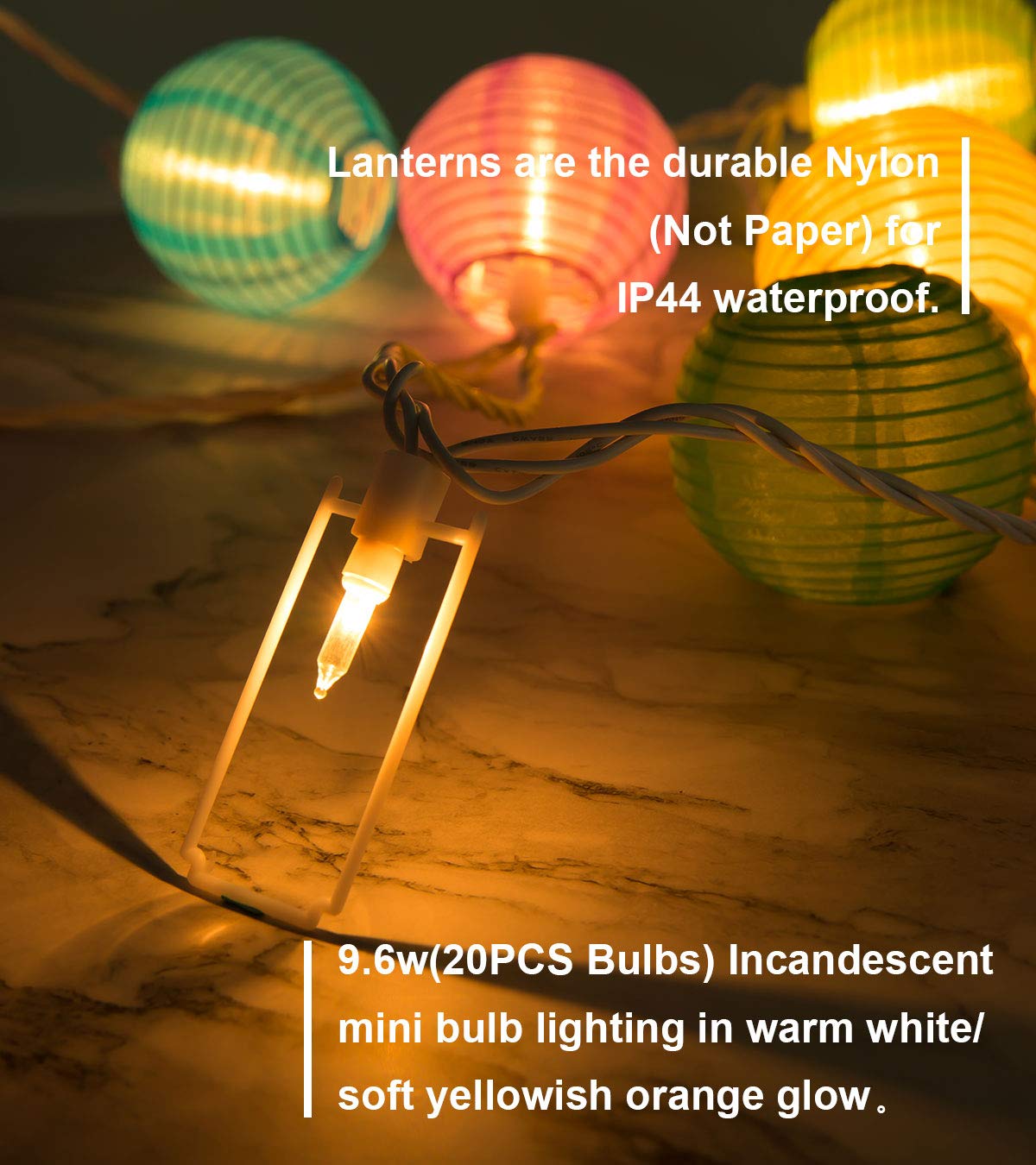 Tigomoov Multicolor Lantern String Lights Plug In, 20Ct Mini Lantern String 18.1Ft Hanging Lights For Bedroom Indoor/Outdoor Par