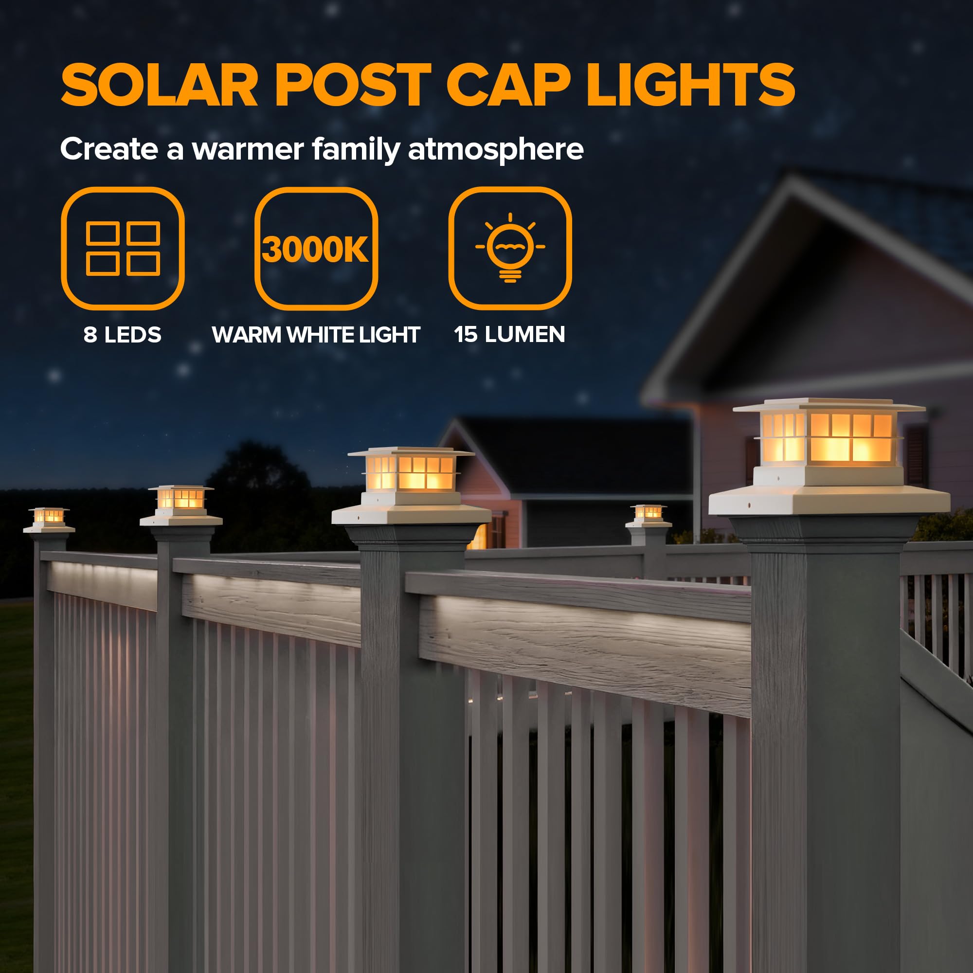 Lutec 2 Pack Solar Post Cap Lights  Ip65 Waterproof Solar Fence Post Lights For 4X4 5X5 6X6 Wooden/Vinyl Posts  Warm White 3000K Led Solar Powered Lighting Decor For Yard  Garden  Patio  Deck  White