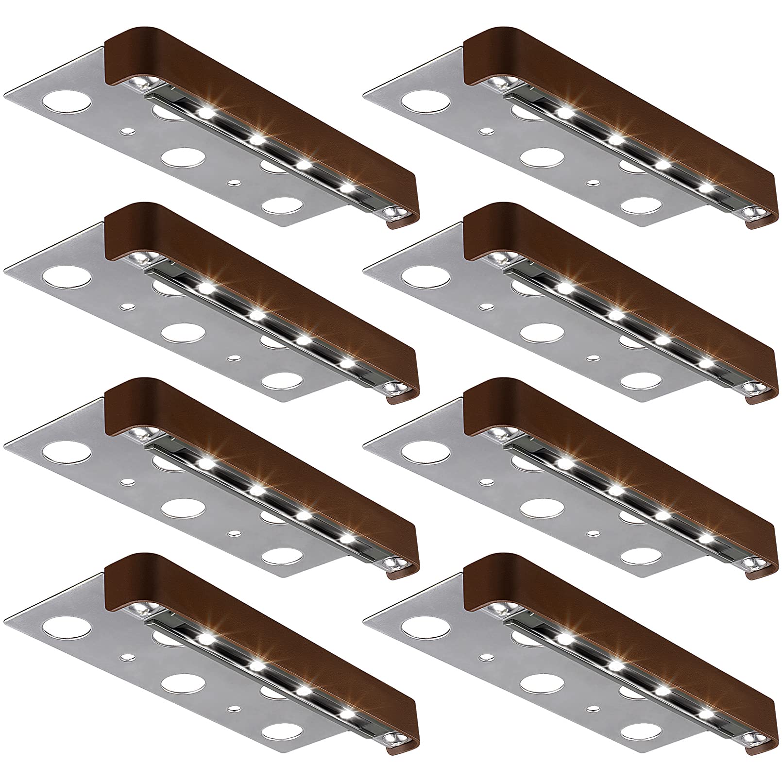 LEONLITE 8-Pack LED Hardscape Lighting, 7 Inch, Aluminum, Daylight (5000K), Model 94423, Low Voltage Outdoor Step Lights