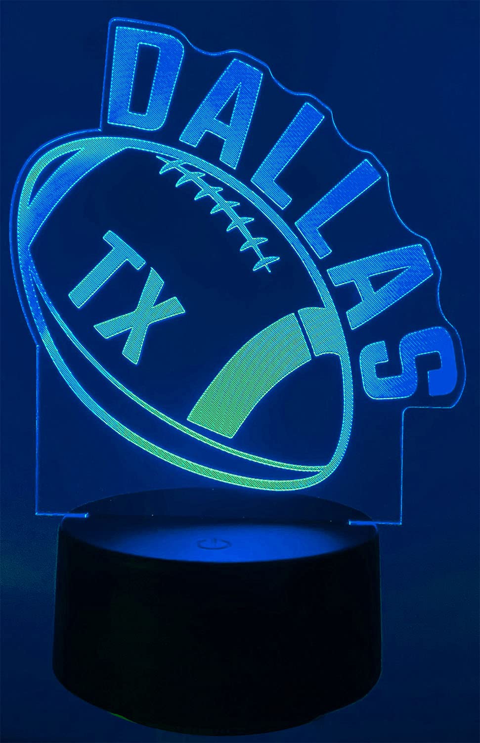 Clorurbanlive 3D Football Dallas Night Light 3D Illusion Lamp For Boys Gift 16 Changing Color Remote Control Kids Room Ball Decor Lighting (Dallas Multicoloured)