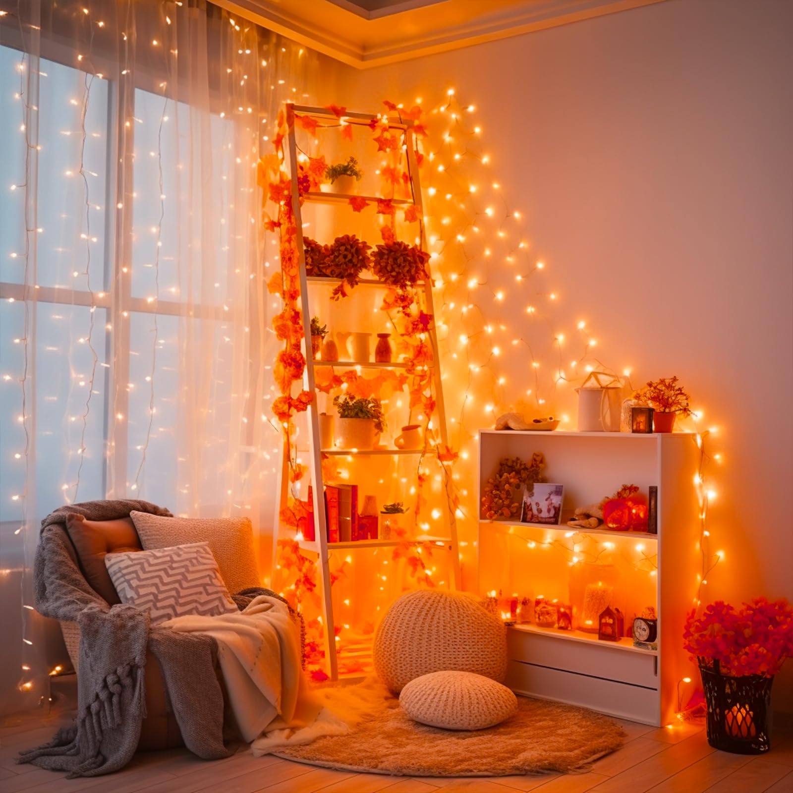 JMEXSUSS 163FT 500 LED Orange String Lights, 8 Modes, Waterproof, Plug-in, Indoor/Outdoor, Model EXS-S-0500