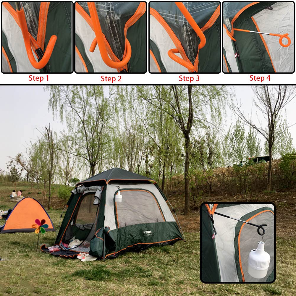 Quality Life Camping Lantern Hook Hanger Tent Light Outdoor Lamp Hanger Non-Slip For Camping Hiking Orange - 2Pcs