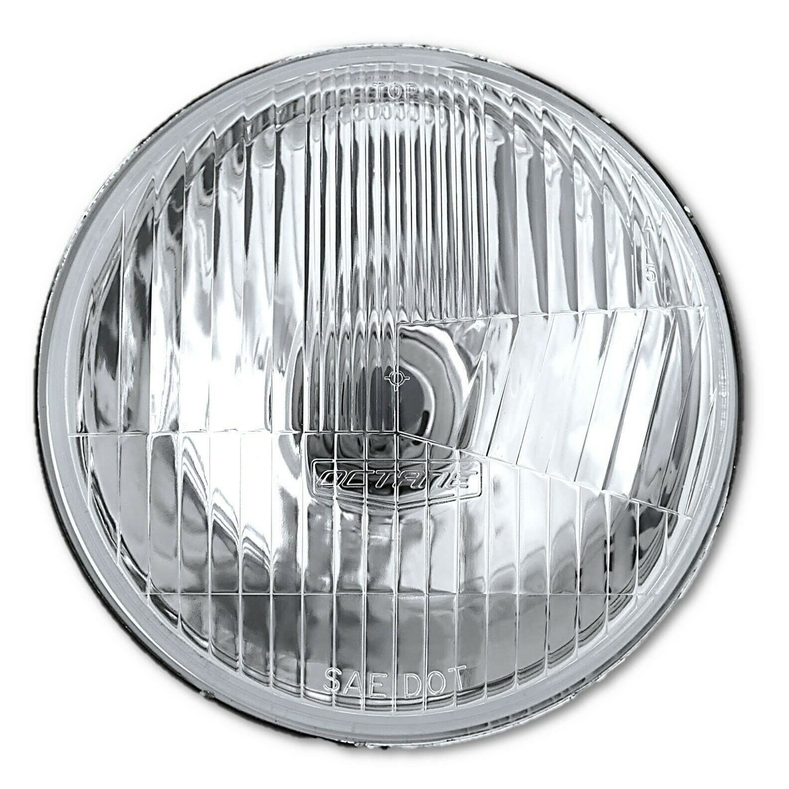 Octane Lighting 5-3/4 Stock Retro Style Glass Metal Headlight 55/60W Clear Halogen H4 Light Bulb Headlamp Set (60W Clear Halogen Bulbs, 5.75")