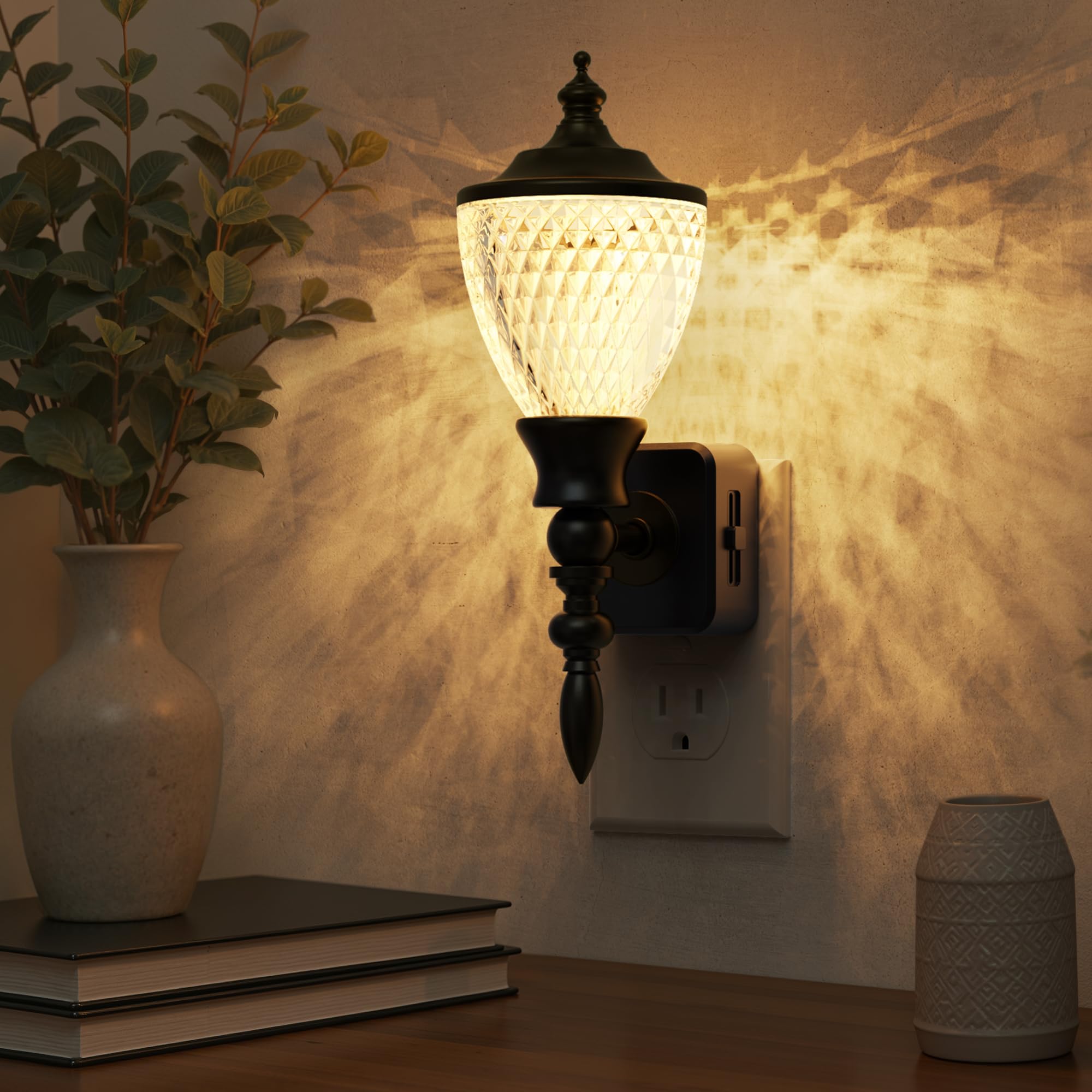 L LOHAS LED Night Lights Plug into Wall,Vintage Night Light with Dusk to Dawn Sensor,3000K Soft White,Brightness Adujstable,Farm