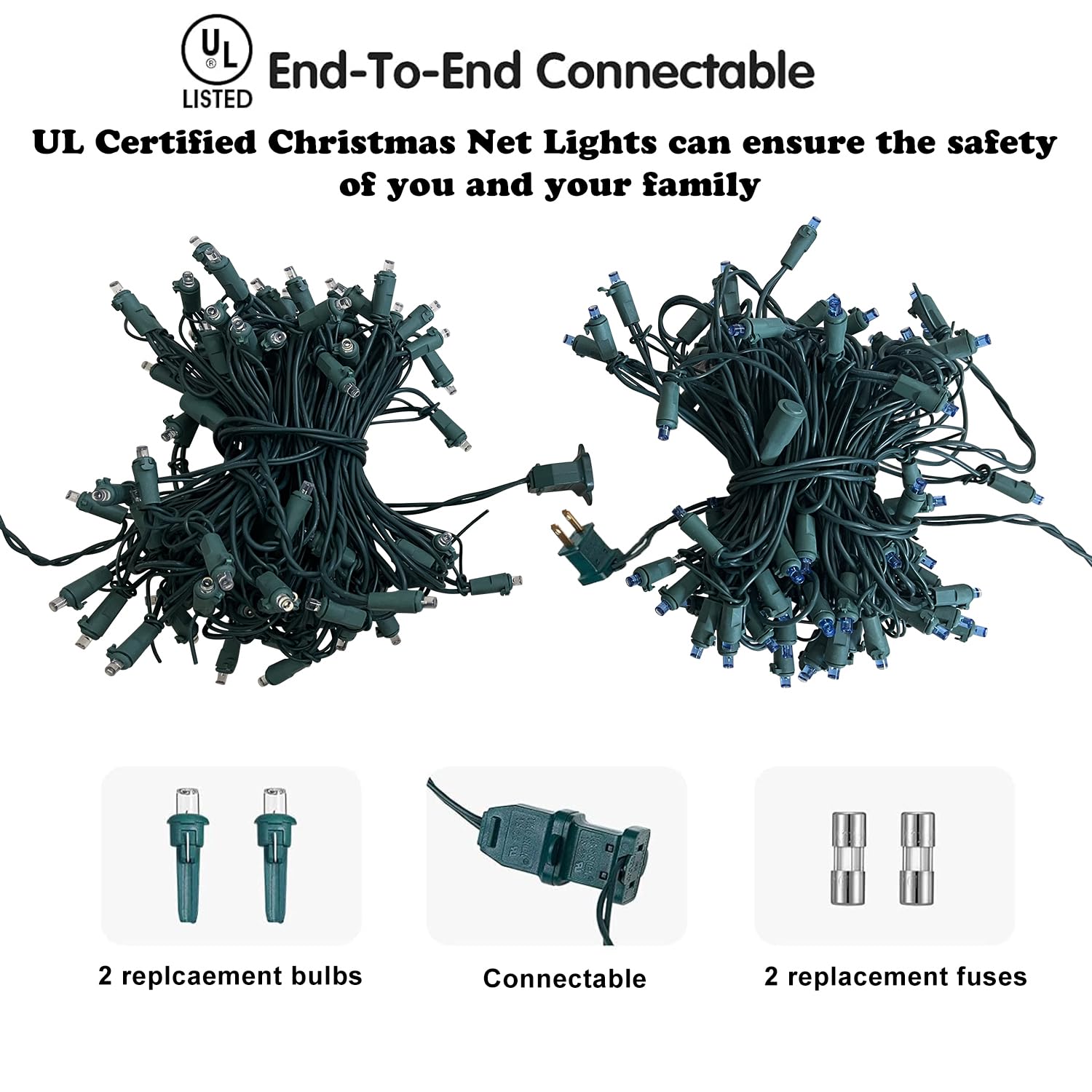 Hishiny Led Blue Christmas Net Lights Outdoor 6Ftx6Ft 144Led Green Wire  Connectable Indoor Outdoor Bush Mesh Net Lights String For Halloween Christmas Party Shrub Yard Tree(Blue)