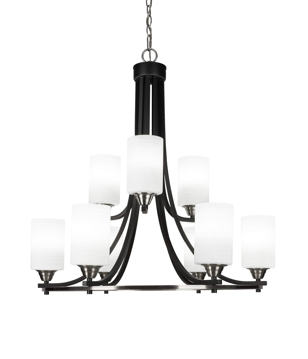 Toltec Lighting Paramount 9 Light Chandelier in Matte Black & Brushed Nickel (3409-MBBN-4061)