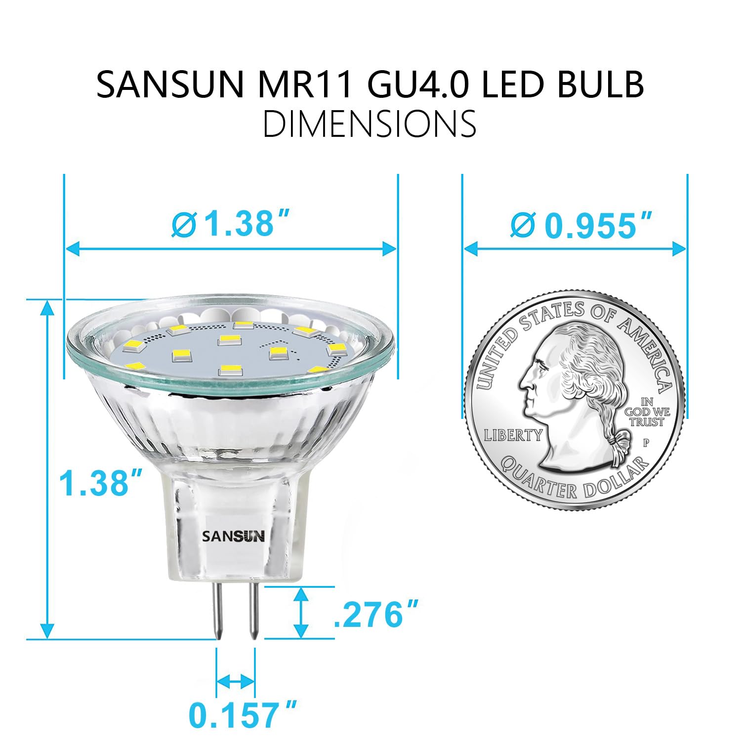 Sansun 3W Mr11 Led Landscape Light Bulbs, Low Voltage 12V 20W Halogen Replacement For Outdoor Landscape Spotlight And Track Ligh