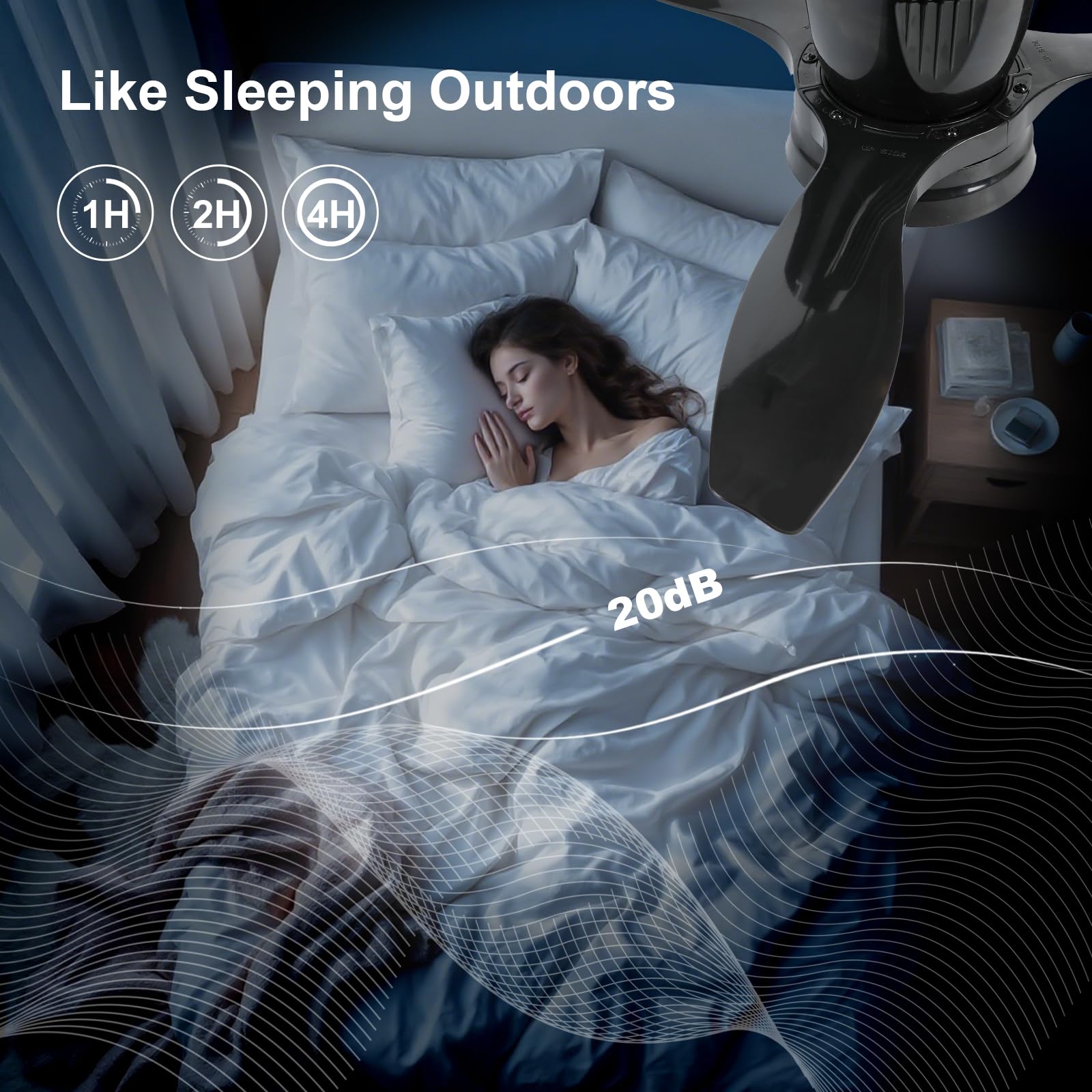 WVMNQO RGB Fan Light with Bluetooth Speaker, 21 Low Profile Ceiling Fan with Light Remote Control, 3CCT Stepless Dimmable, Night