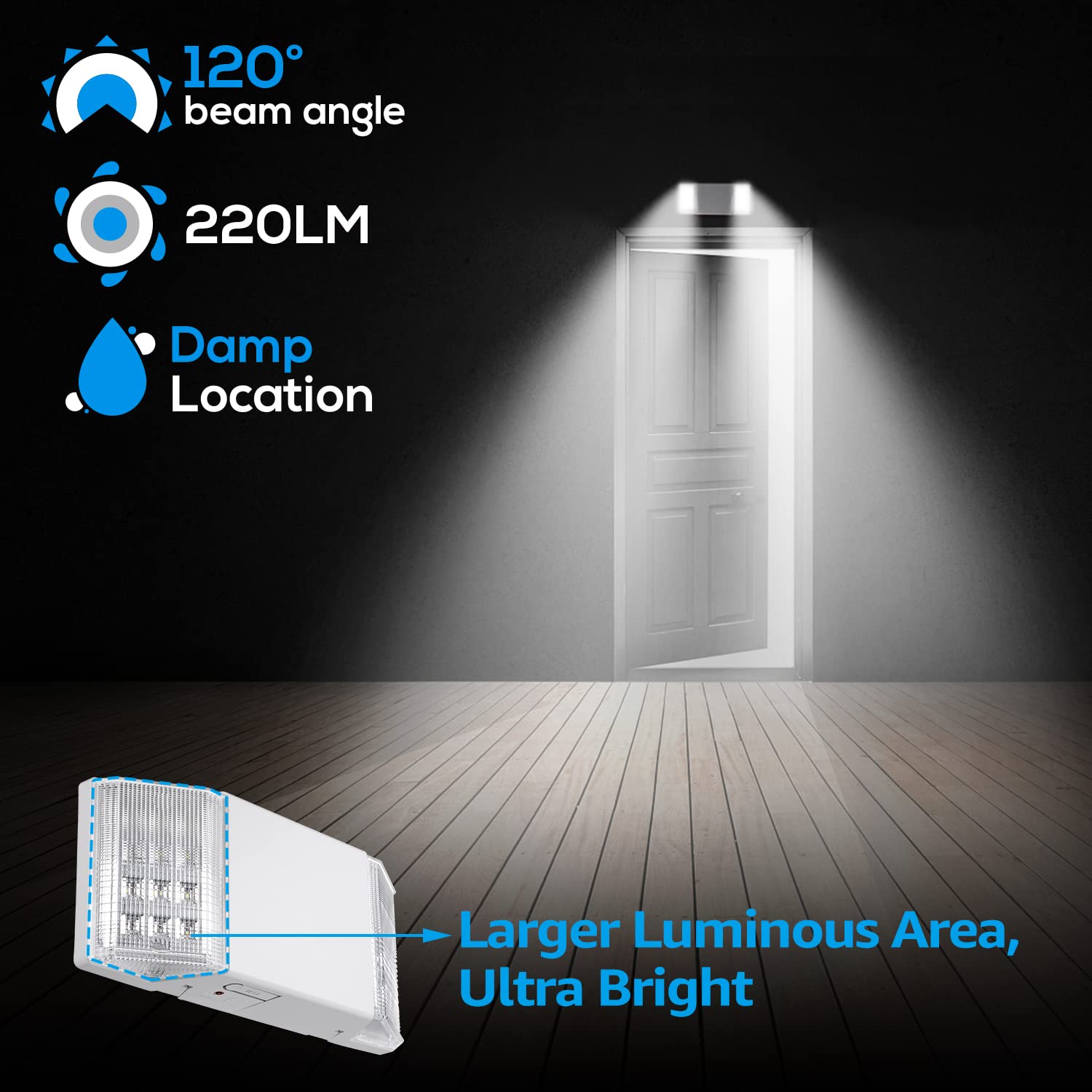 TORCHSTAR LED Emergency Lights - Battery Backup, UL Listed, 2 Heads, Hardwired Fixture, Off-White, Model ZF3EL-DHS-2P, Pack of 2