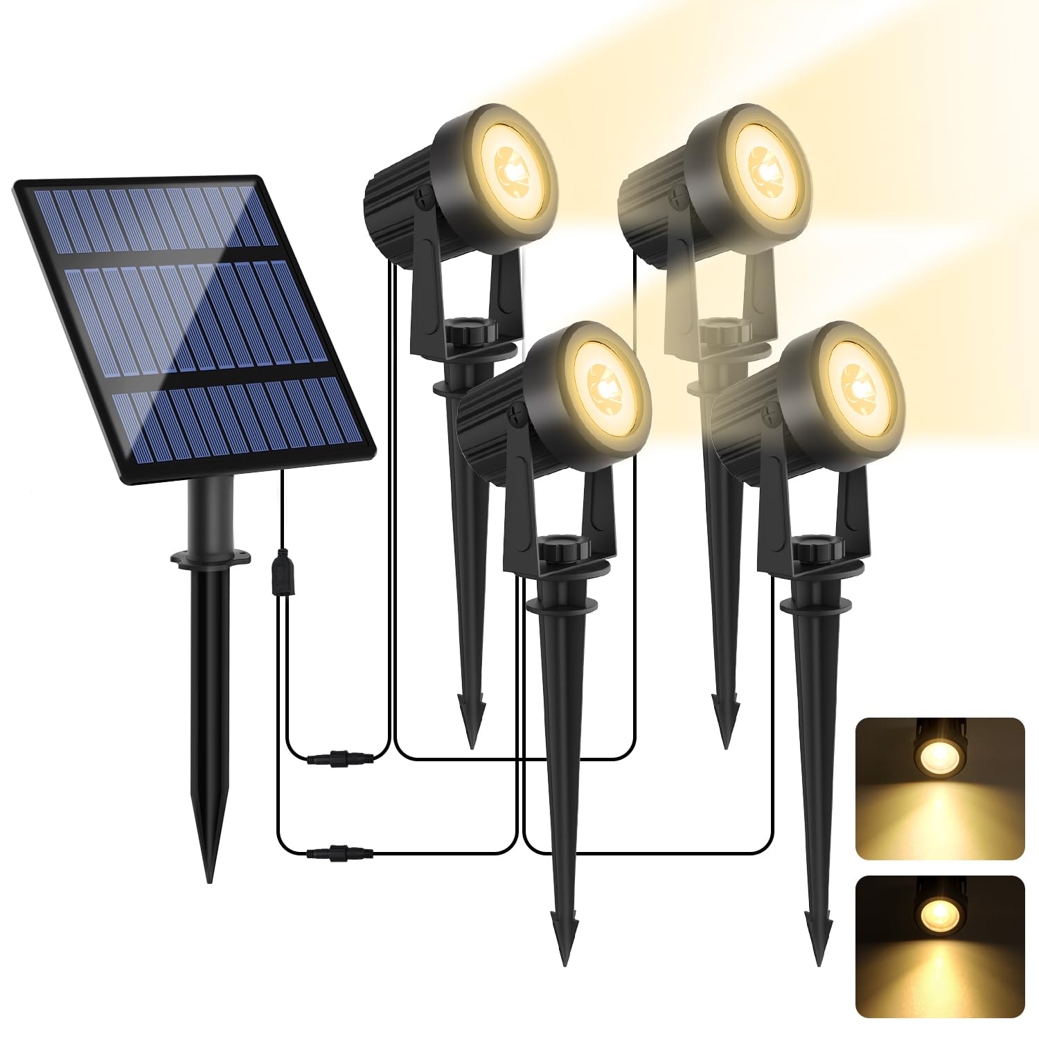 Linqelly Solar Spotlights Outdoor 4 Pack Spot Light Warm White Landscape Lights Ip65 Waterproof Spotlights Plant Decorative Lighting For Garden Yard Lawn Path