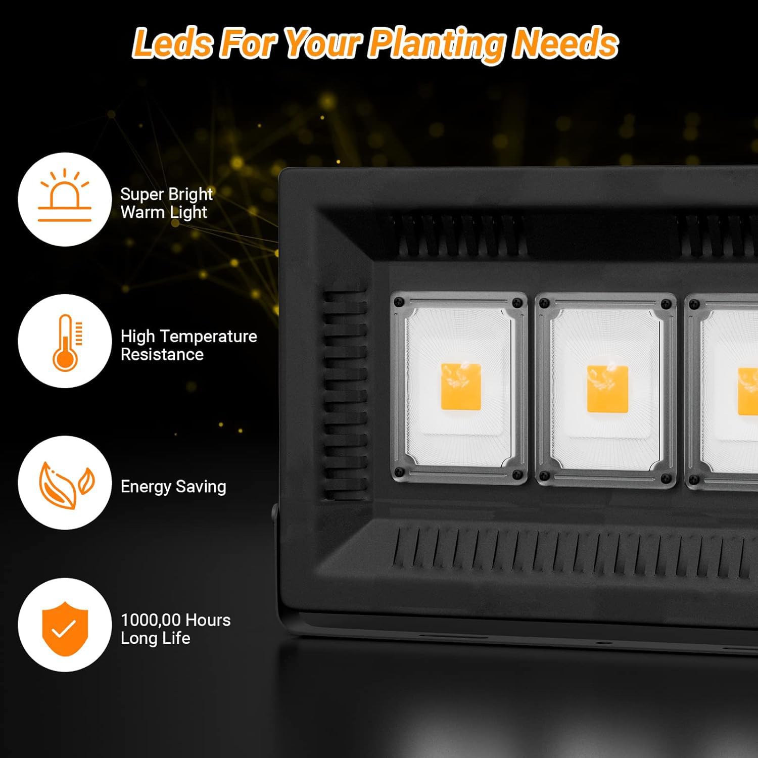 Relassy 450W Waterproof Led Sunlike Full Spectrum Outdoor, Grow Light With No Noise, Heat Dissipation For Indoor Outdoor Plants Seedling, Growing, Blooming And Fruiting